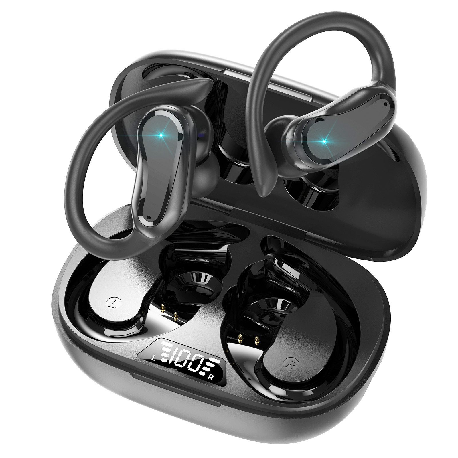 Yuede Bluetooth 5.3 Sportkopfhörer, 48 Std Immersive Bass In-Ear-Kopfhörer (mit HD-Mikrofon, IP7 Wasserdicht Kabellose Kopfhörer, 500mAh High Power Charging Case, LED-Display, ENC Noise Cancelling Earbuds, die Perfekte Wahl für Sport)