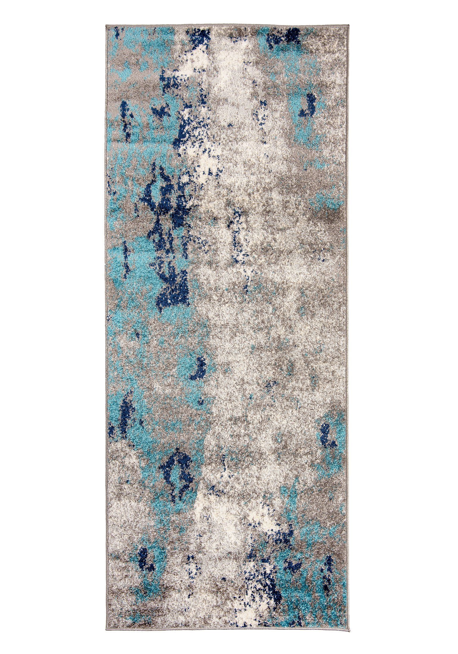 Designteppich Modern Teppich Abstrakt Muster Blau Grau farbe - Kurzflor, Mazovia, 120 x 170 cm, Geeignet für Fußbodenheizung, Höhe 7 mm, Kurzflor