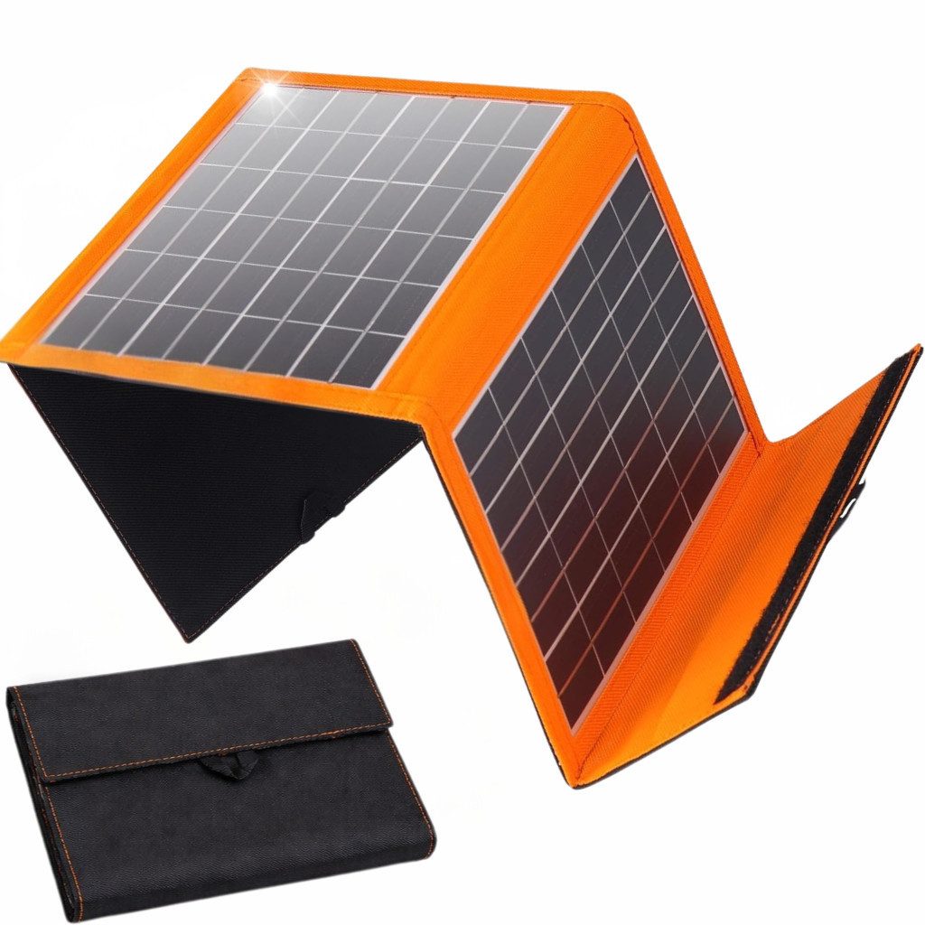 Goldstern-Tech Solarmodul SolarMate, Monokristallin, (Faltbares, kompaktes Solarpanel 30W 40W, 3-St., hocheffizient mit 2 USB-Anschlüssen), ultraleicht & robust für Outdoor, Camping & Notfall-Stromversorgung