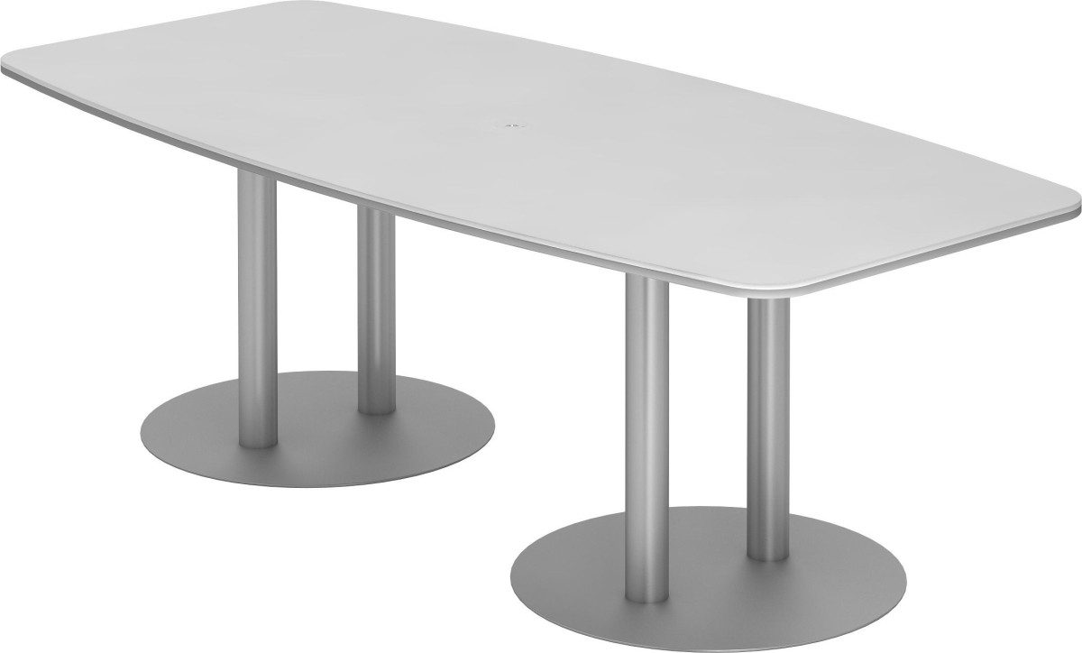HAMMERBACHER Konferenztisch Konferenztisch T-Serie 220x103/83cmcm Säulenfuß weiß/silber