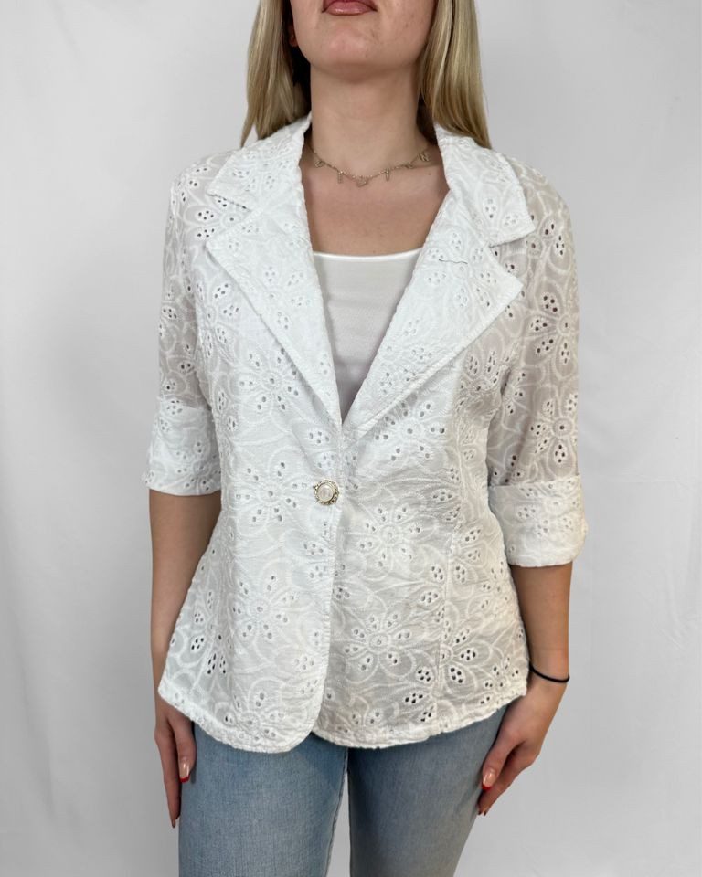 Blusenblazer - stilvolle Blusenjacke mit Häkel-Details