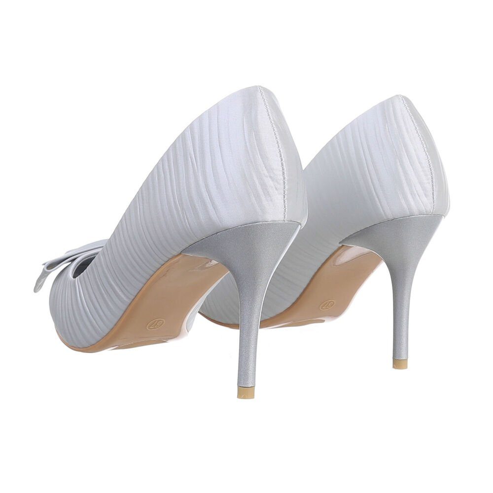 Abendschuhe Heel Damen Ital-Design Pfennig-/Stilettoabsatz in Elegant Pumps High Silber High-Heel-Pumps