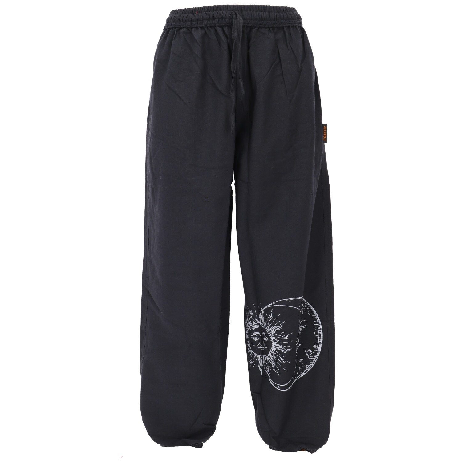 Guru-Shop Relaxhose Luftige Unisex Aladinhose, Boho Sonne/Mond.. Festival, Hippie, Ethno Style, alternative Bekleidung