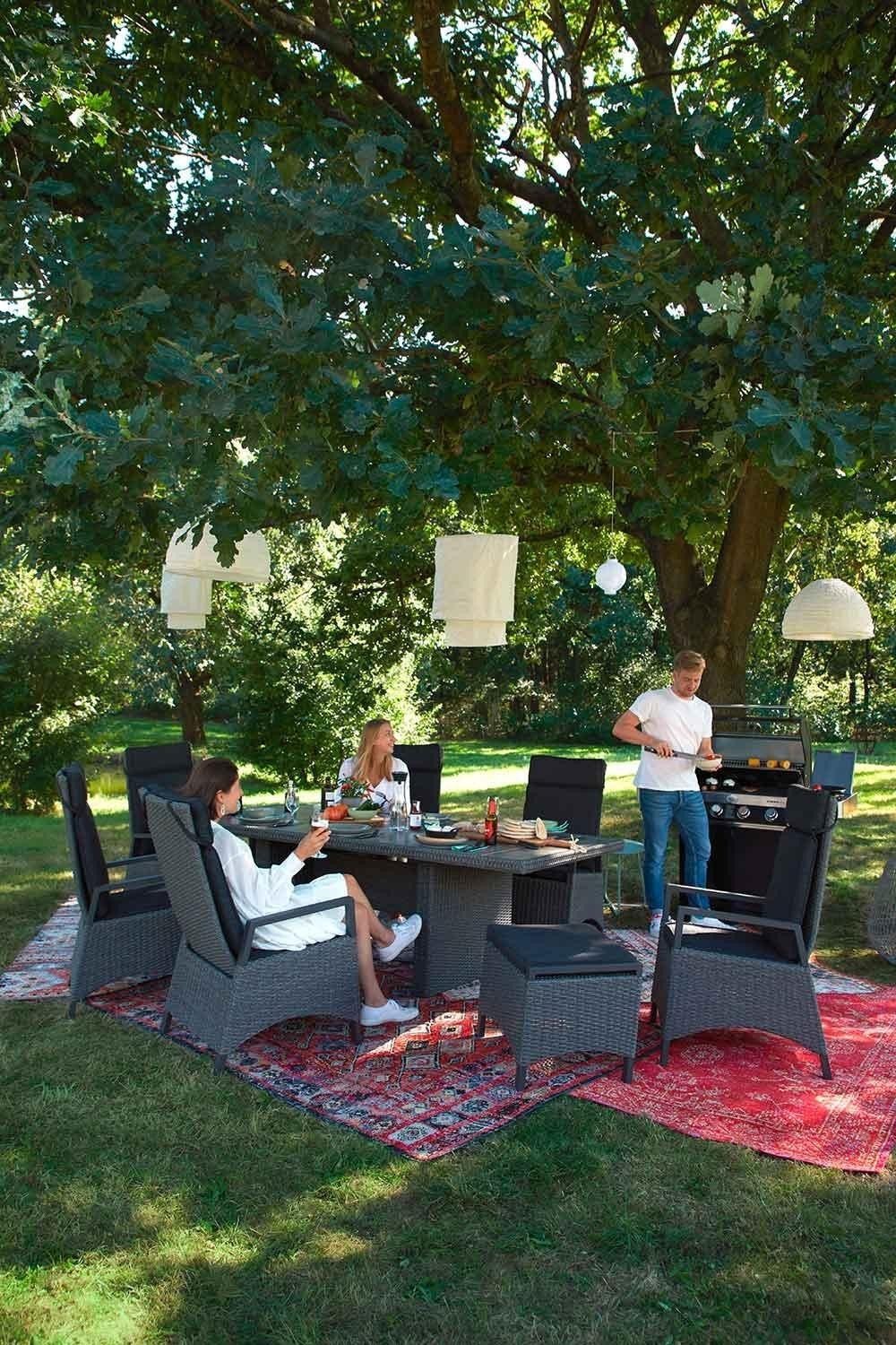 Outdoor Gartensessel KERAMO, Anthrazit, Grau, B 57 x T 68 m, Aluminium, (1-St), Kunststoffgeflecht, Rückenlehne verstellbar