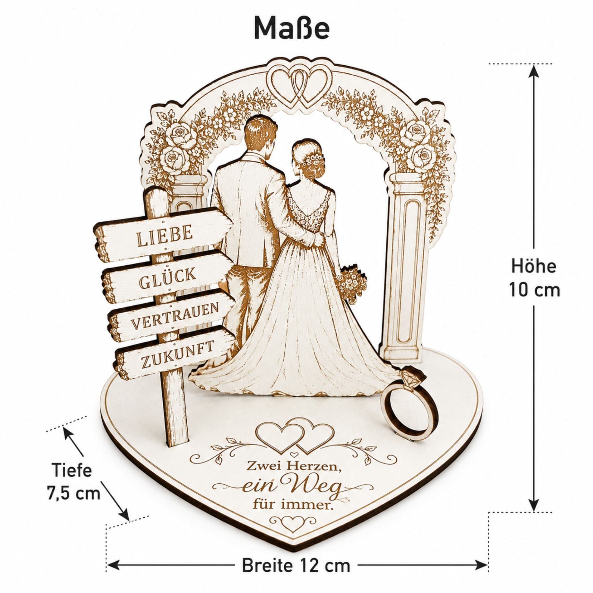 Dekolando Hochzeitskarte Geldgeschenk Hochzeit Brautpaar Wegweiser Liebe Traubogen 12x10cm