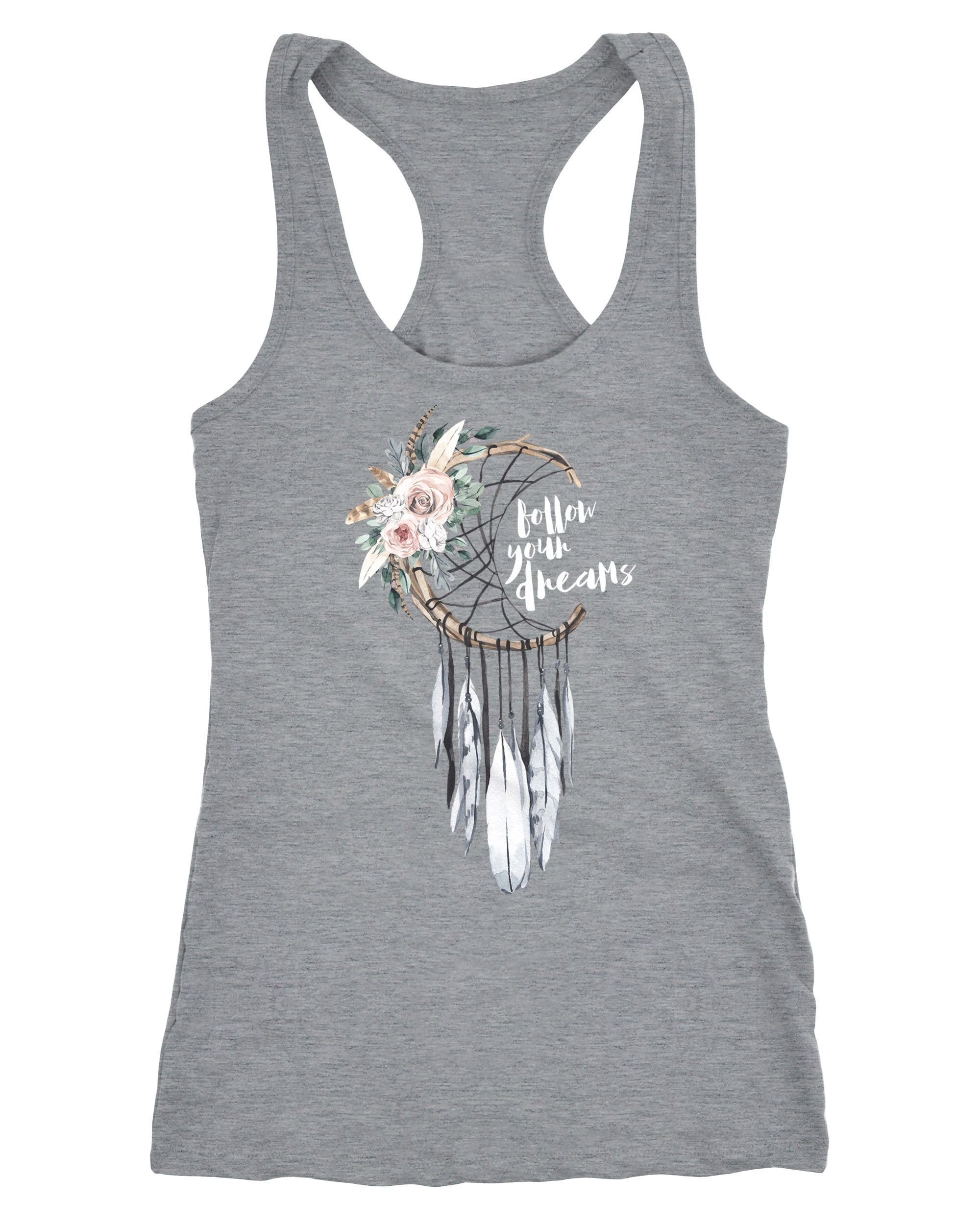 Tanktop Damen Tank-Top Traumfänger Dreamcatcher Follow your Dreams Spruch