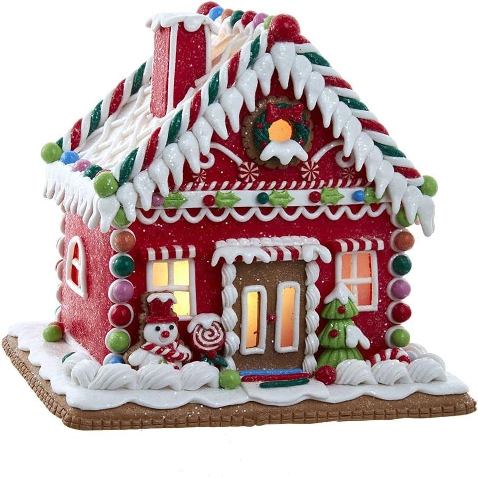 Kurt S. Adler Dekofigur GBJ0030 - LED Lebkuchenhaus rot, -22,9 cm-