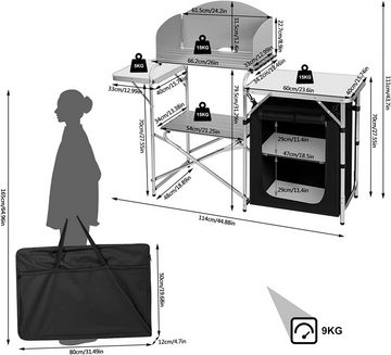 Woltu Campingtisch, faltbar tragbar inkl.Tragetasche mit Aluminiumgestell