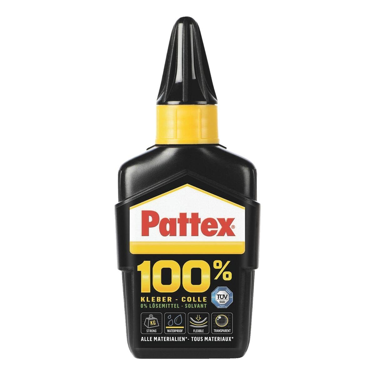 Pattex Klebstoff 100% Kleber, 50 g, innen/außen, elastisch, stoßfest,  wasserfest, extrastark
