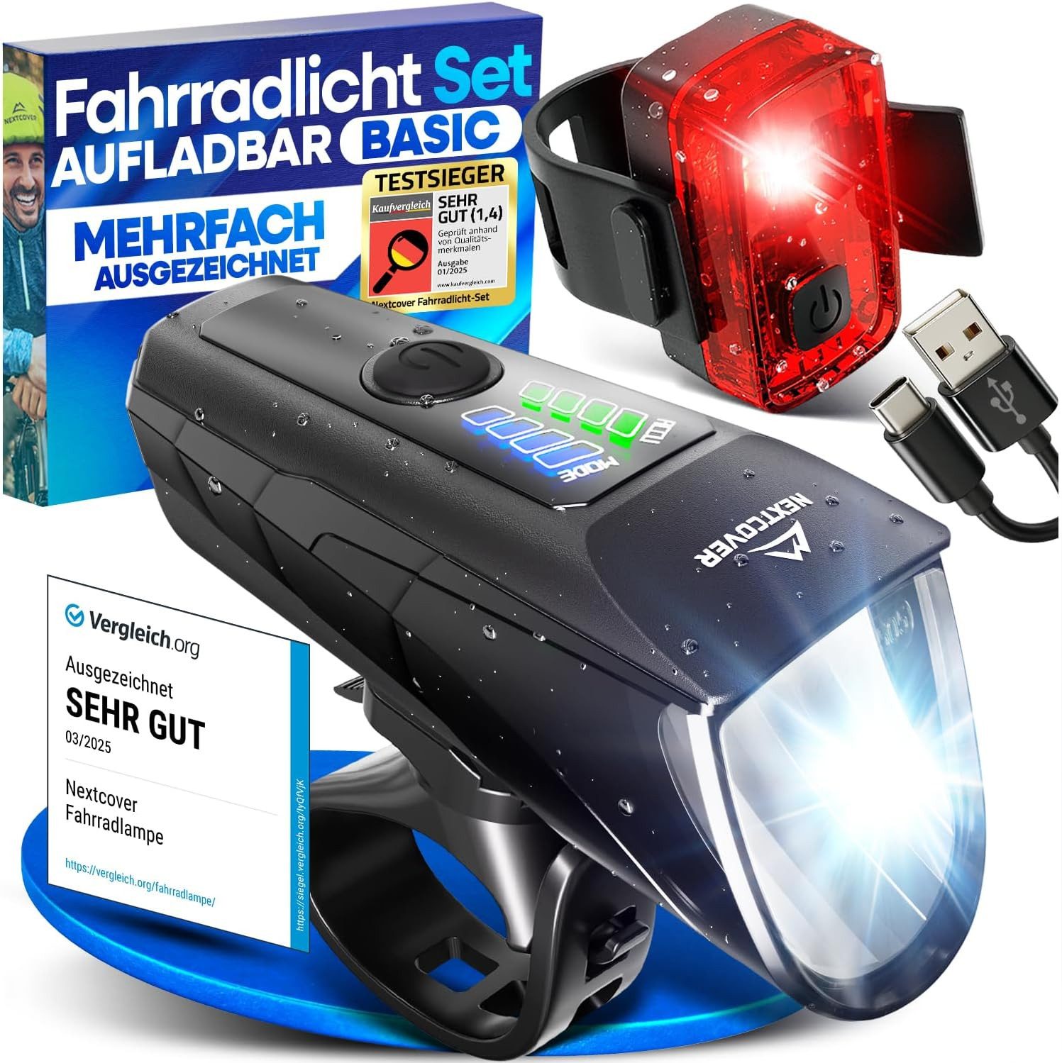 Nextcover Освітлення NEXTCOVER® Fahrradlicht Set mit [LightSense] Sensor & 11h Akkulaufzeit