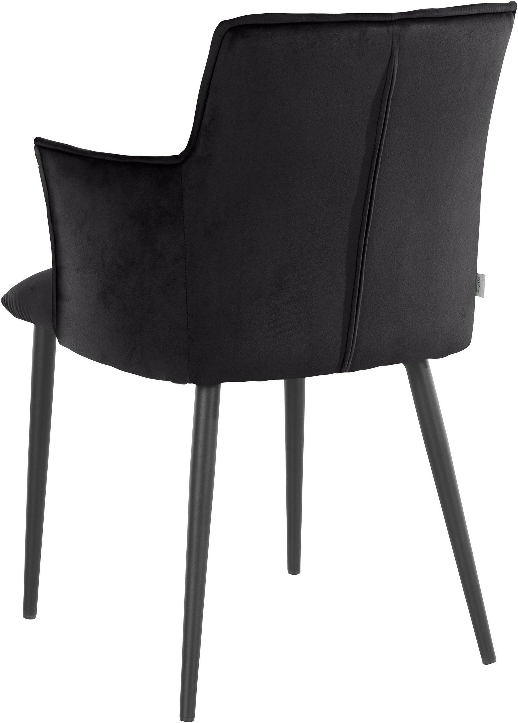 loft24 Esszimmerstuhl Meline (Set, 48 Sitzhöhe Armlehnstuhl mit 2 cm St), Metallgestell, Steppung