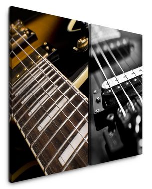 Sinus Art Leinwandbild 2 Bilder je 60x90cm Gitarre Musik E-Gitarre Gitarrensaiten Club Live Musik Rock