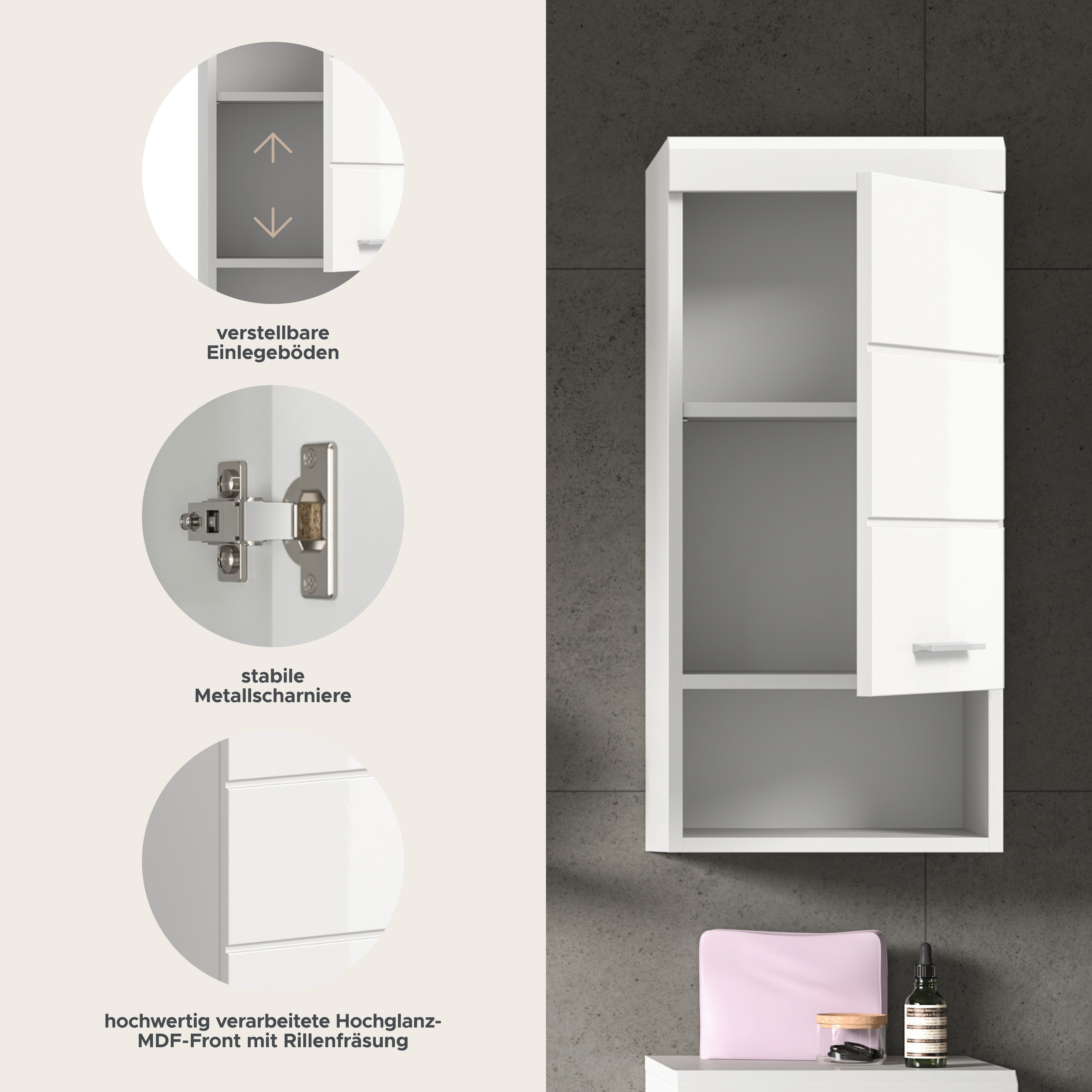 furnling Hängeschrank Scott 1 Tür, 1 offenes Fach, Badmöbel, Badschrank, Br günstig online kaufen