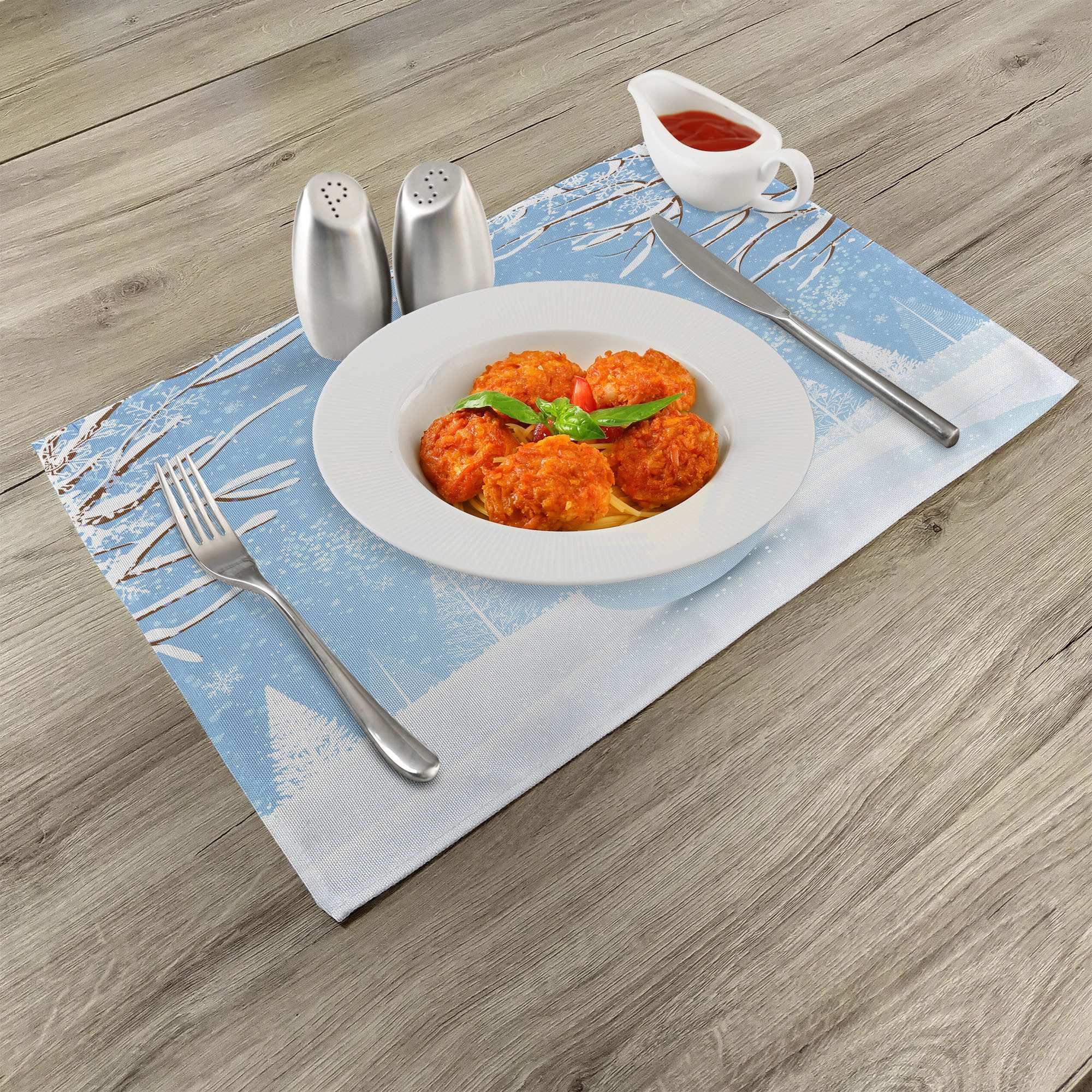 Abakuhaus Platzset Waschbare Stoff Esszimmer Küche Tischdekorations Digitaldruck, (4-teilig, 4-St., Set aus 4x), Weihnachten Snowy-Winter-Noel