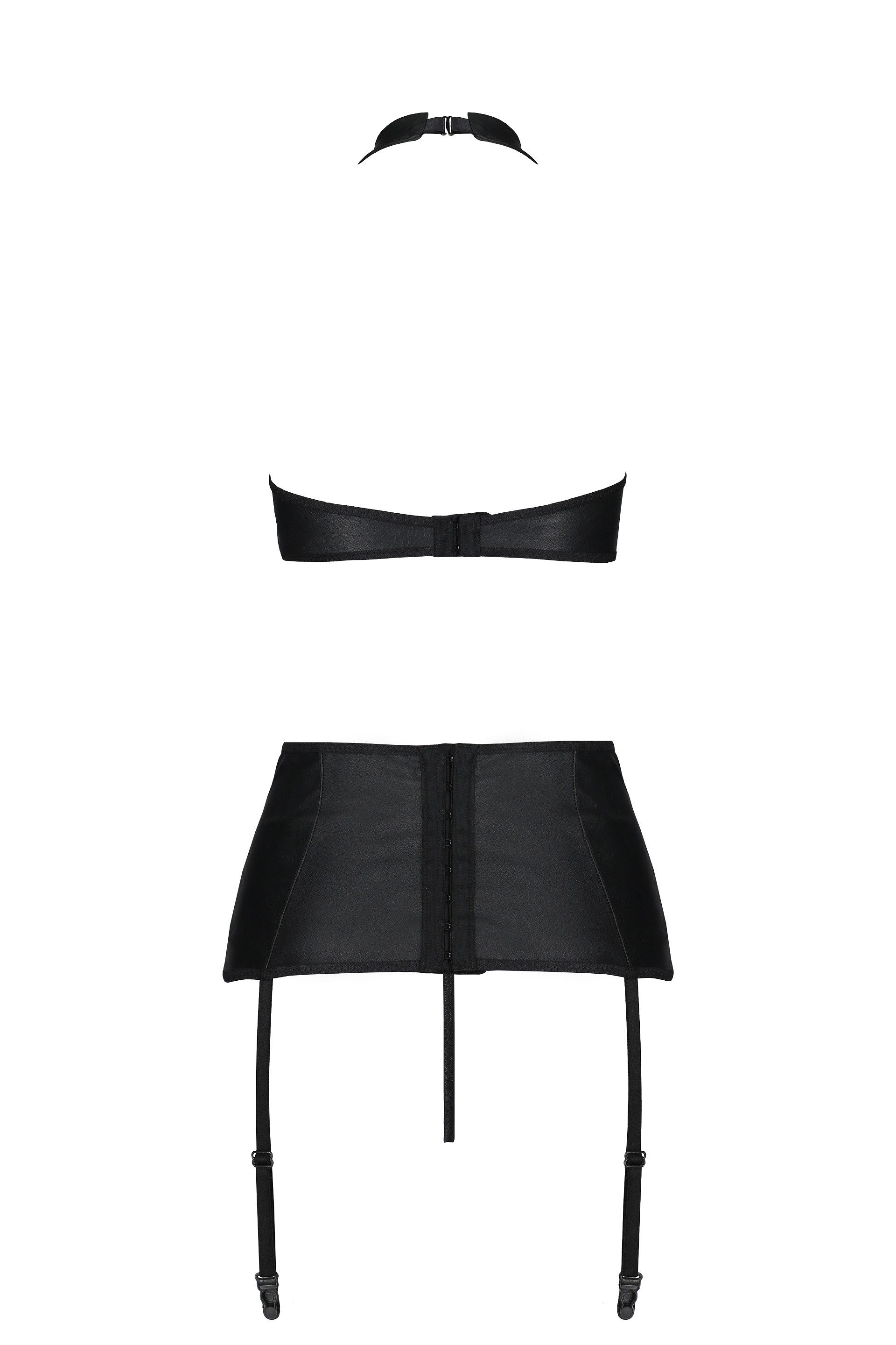 Passion Set: Bügel-BH Ouvert-Set Nancy schwarz + Strapse Wetlook BH (Set)