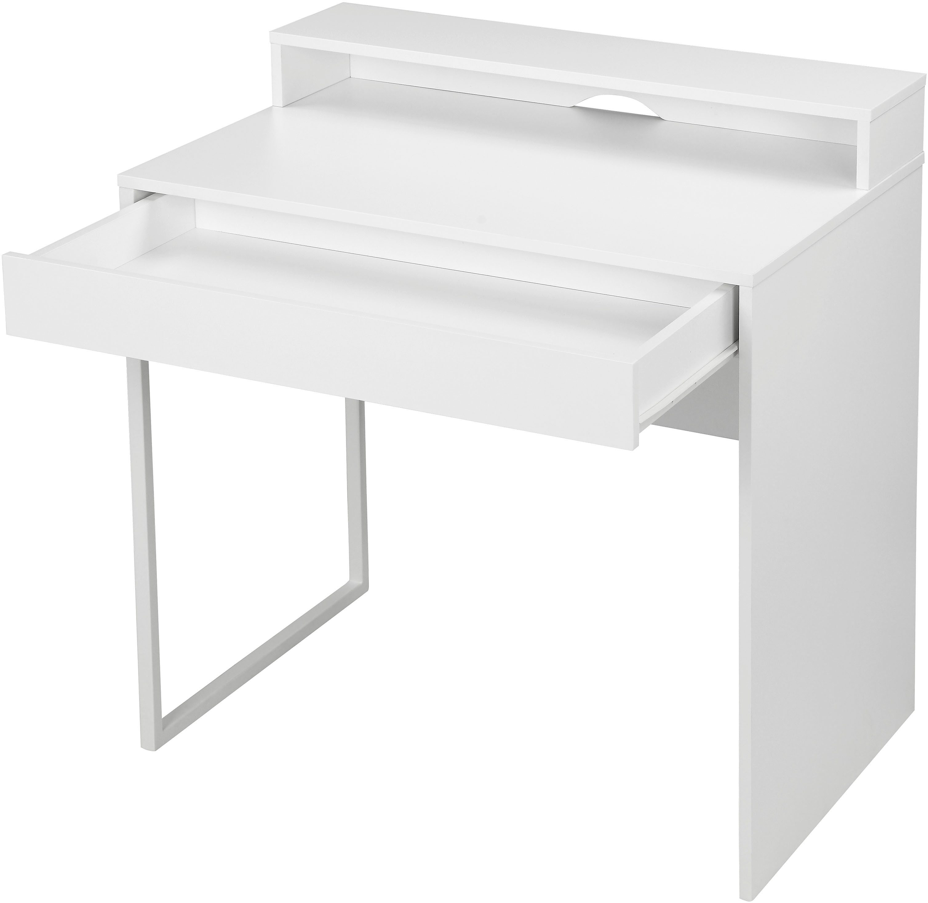 OTTO home Schreibtisch Moid, Computertisch in modernem Design, Breite 80 cm, mit Schublade, Kabeldurchlass & Metallkufe