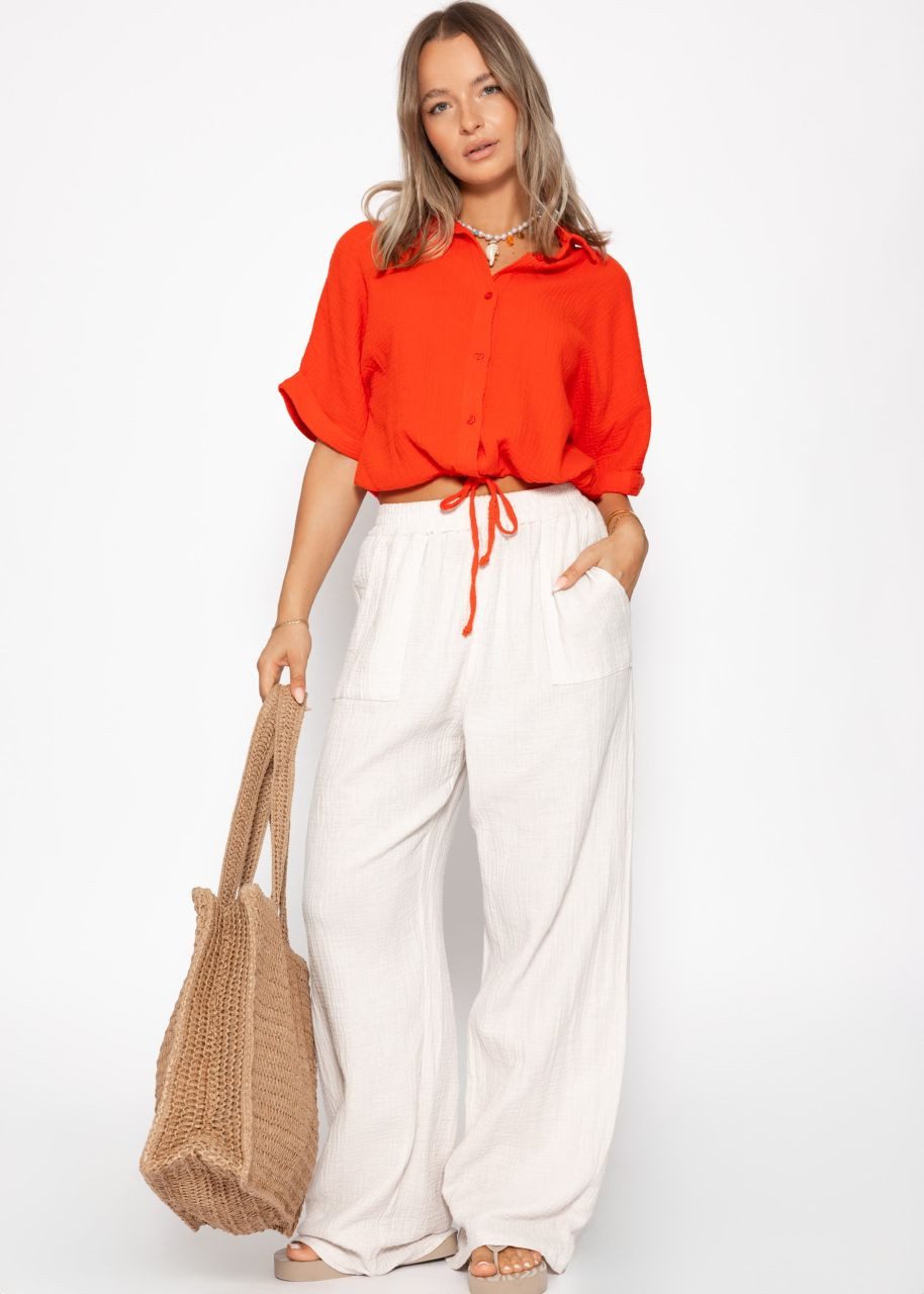 SASSYCLASSY Langarmbluse Musselin Bluse mit Zugband günstig online kaufen