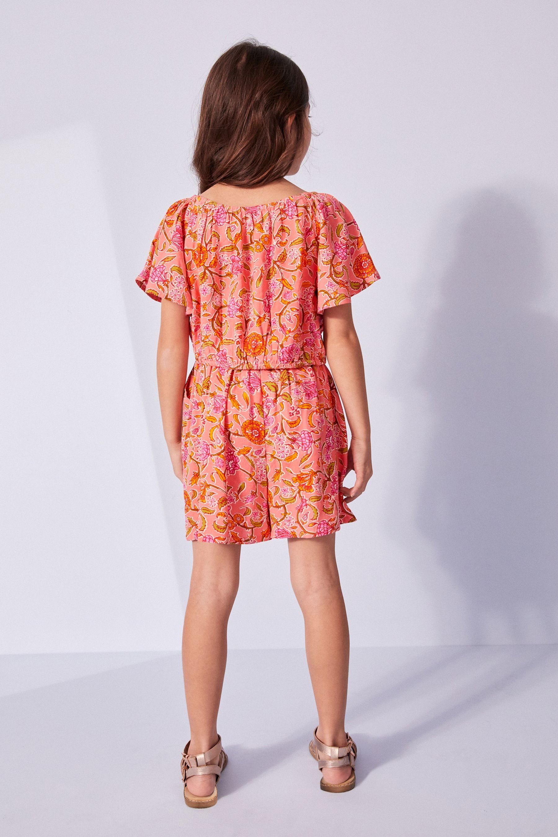 Next Shirt & Shorts Co-Ord-Set, aus bestehend Pink/Orange Shorts Oberteil (2-tlg) und