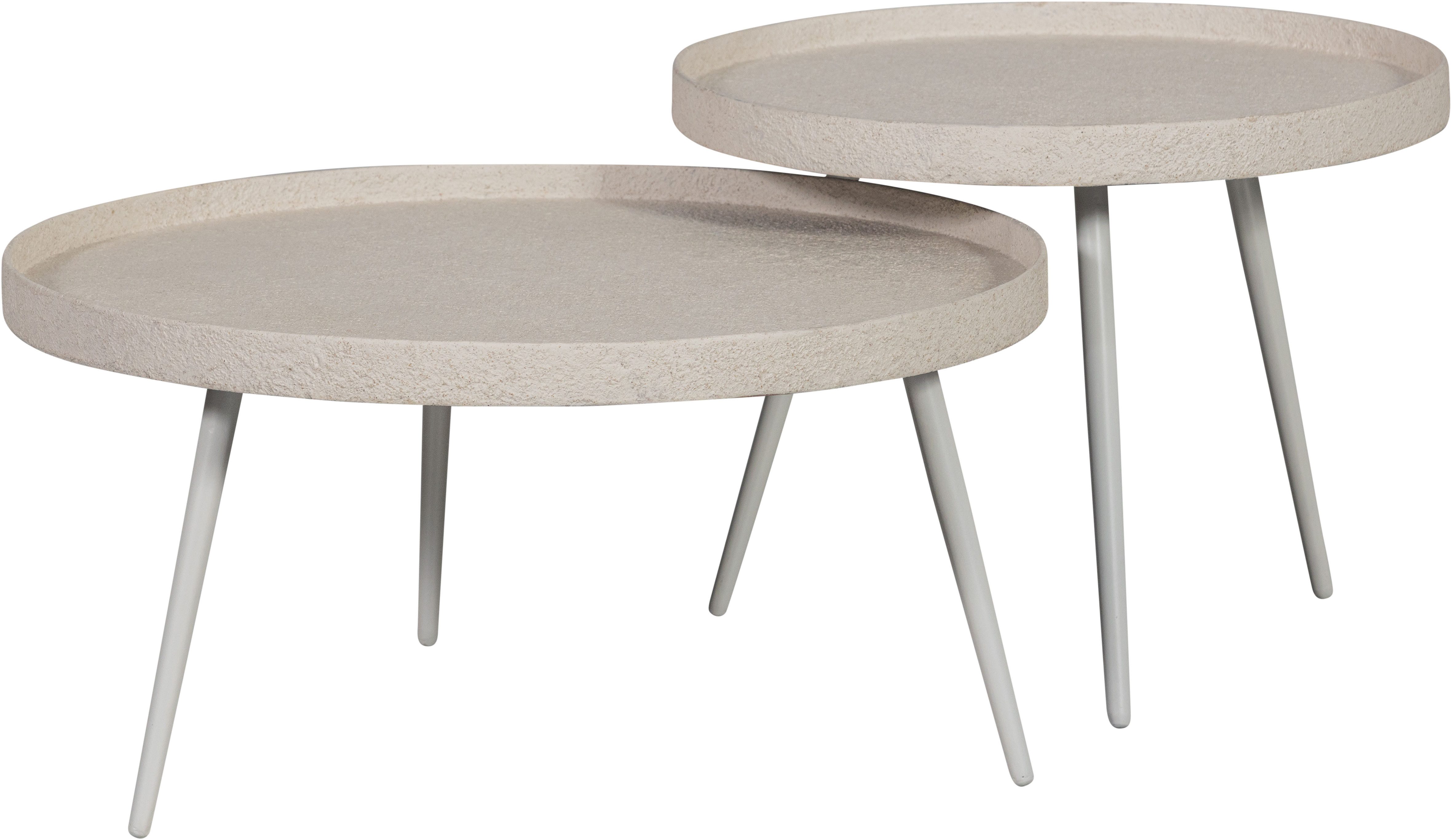WOOOD Beistelltisch Bounds mit Metallbeinen und Multiplex-Zinkbeschichtung Ø 74 x H 40 cm, 4 cm Randerhöhung, Tragkraft 20 kg, Metallbeine Höhe 36 cm