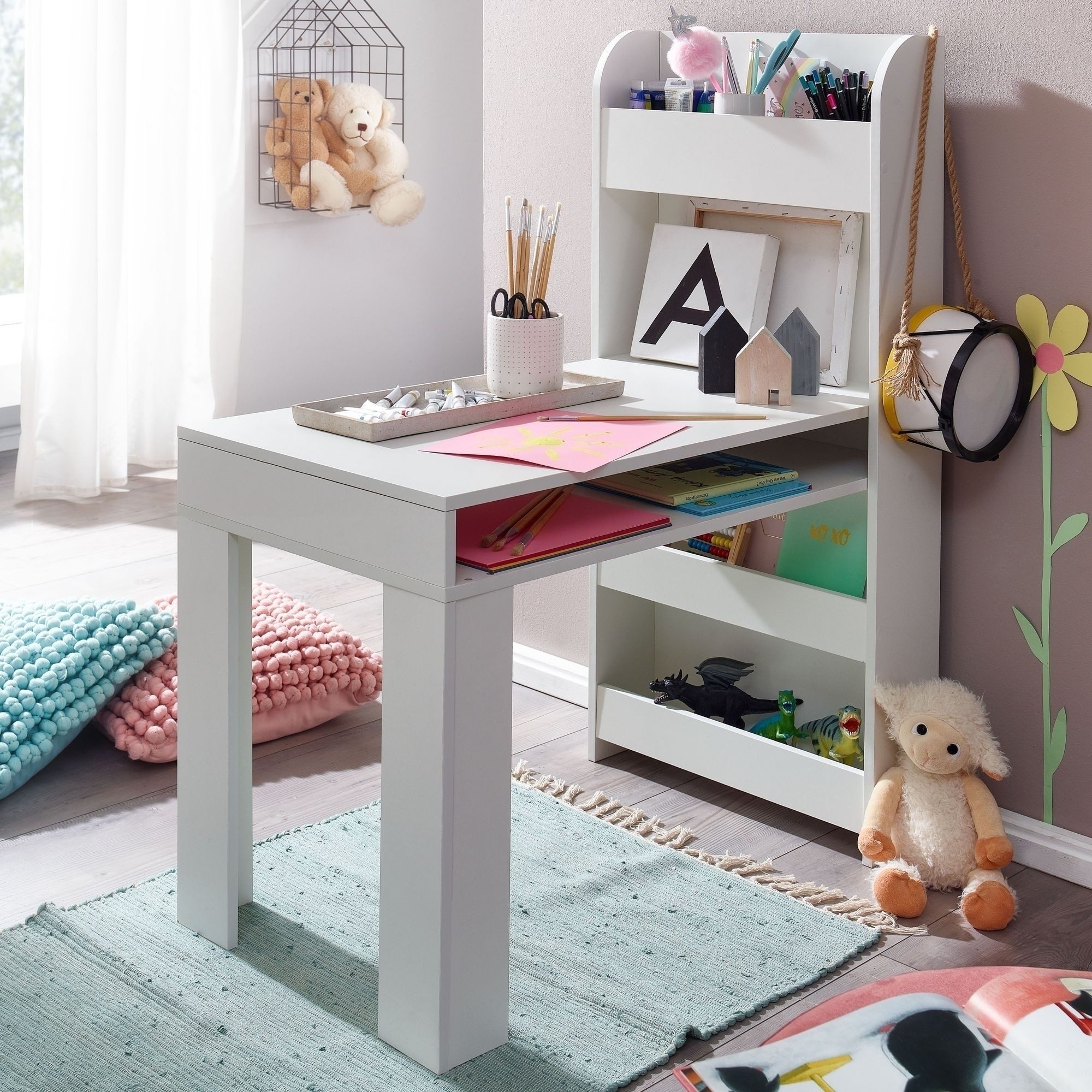 freiraum Kinderschreibtisch WL6.388, mit Regal, in Weiß - 90x110x50cm (BxHxT)