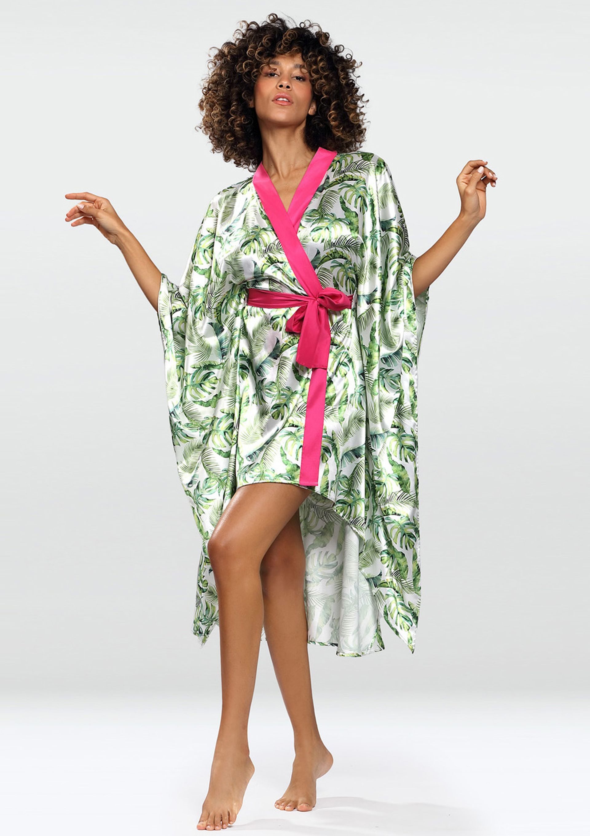 DKaren Kimono Damen Morgenmantel aus Satin günstig online kaufen