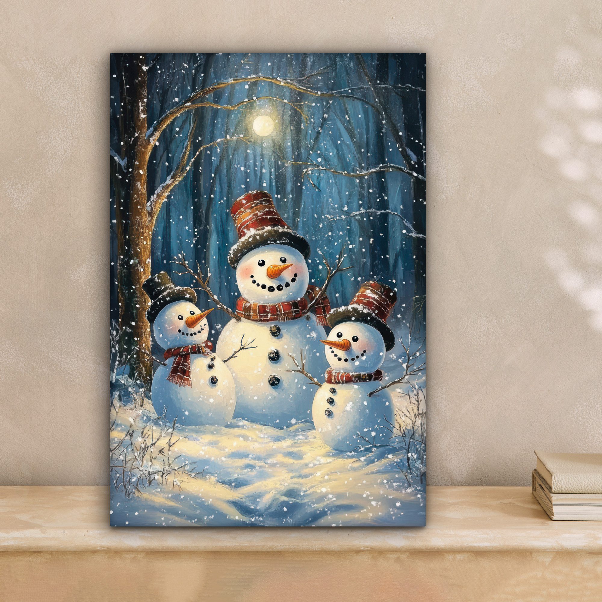 OneMillionCanvasses® Leinwandbild Schneemann - Schnee - Winter - Wald, Foto günstig online kaufen