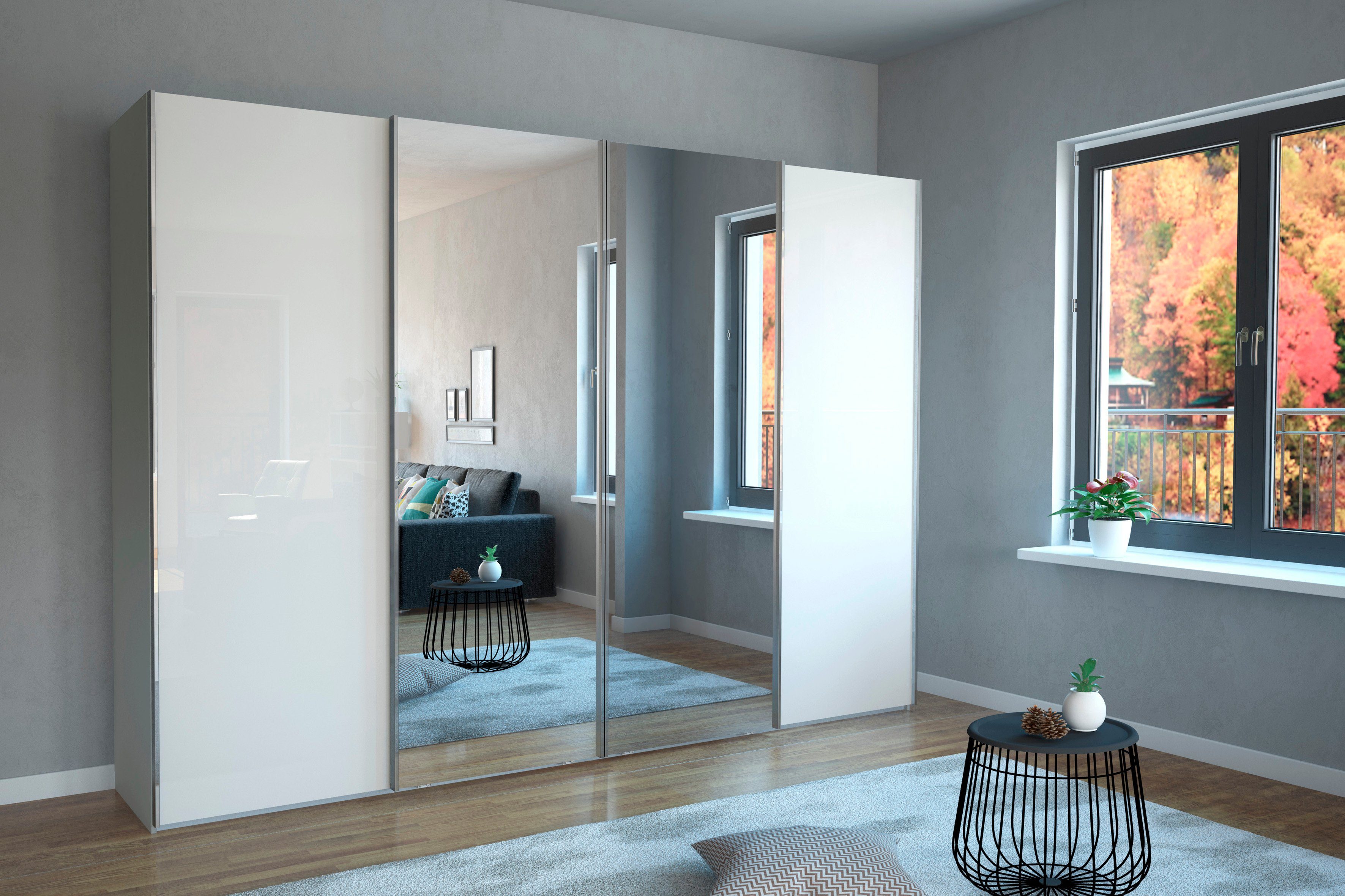 WIEMANN Schwebetürenschrank Monaco hochwertige Glas- und Spiegelfront