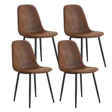 REDOM Essgruppe Moderner Küchentisch Set, (Esstisch mit 4 Stühlen, Esszimmerstuhl mit Metallbeinen), Rückenlehne