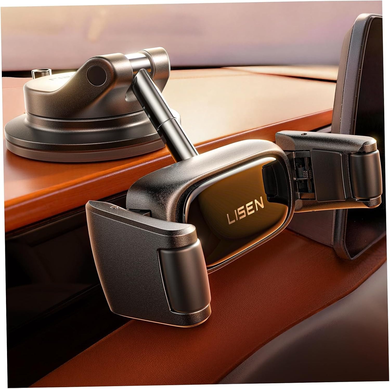 LISEN Smartphone-Halterung Saugnapf Handyhalterung Auto KFZ 20KG Vakuum Klemme Halter Universal, (20KG Vakuum, selbstjustierend, 4,7-7 Zoll, 360° drehbar, Einhand)