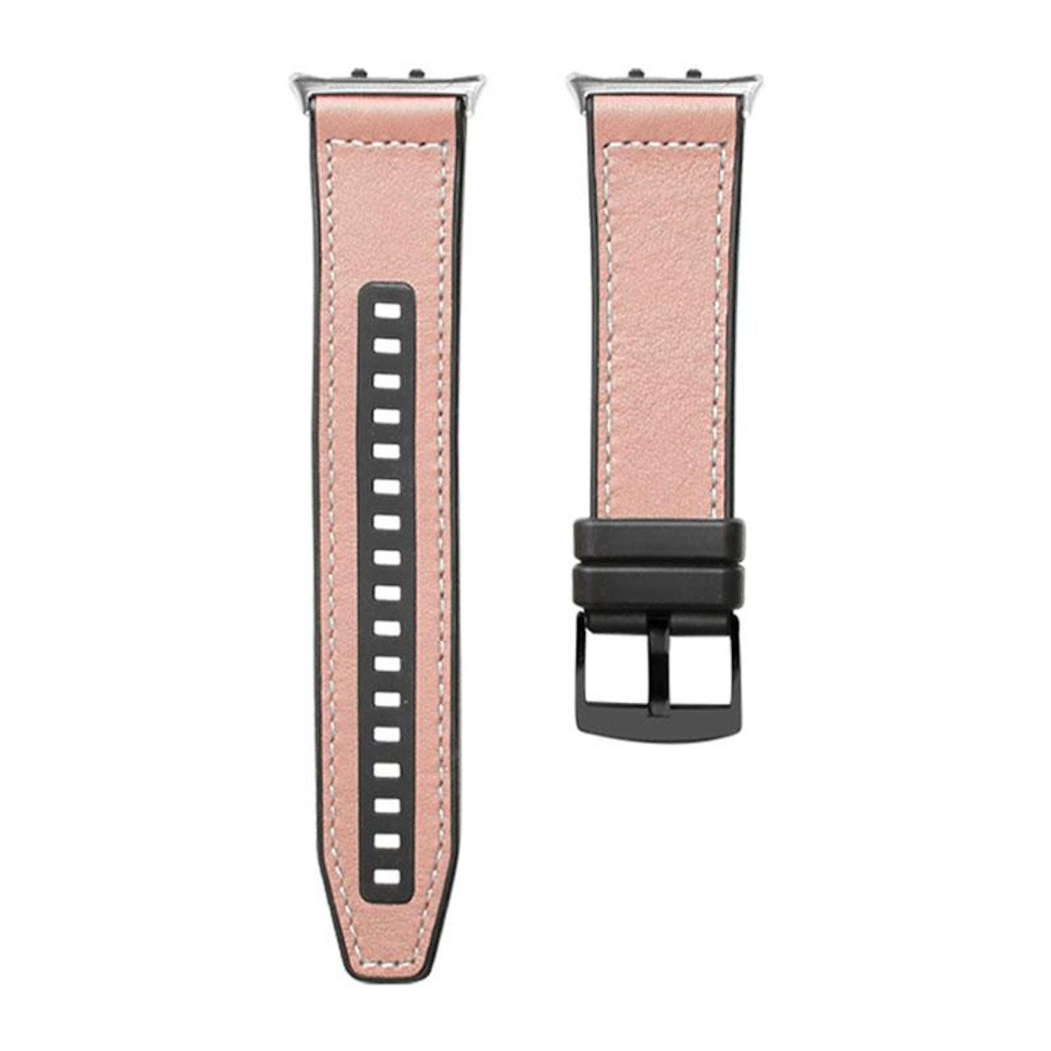 Wigento Smartwatch-Armband Für Honor Watch 5 Hochwertiges Leder Hybrid Silikon Arm Band Rosa, Hybrid-Material, verstellbar, stilvoll