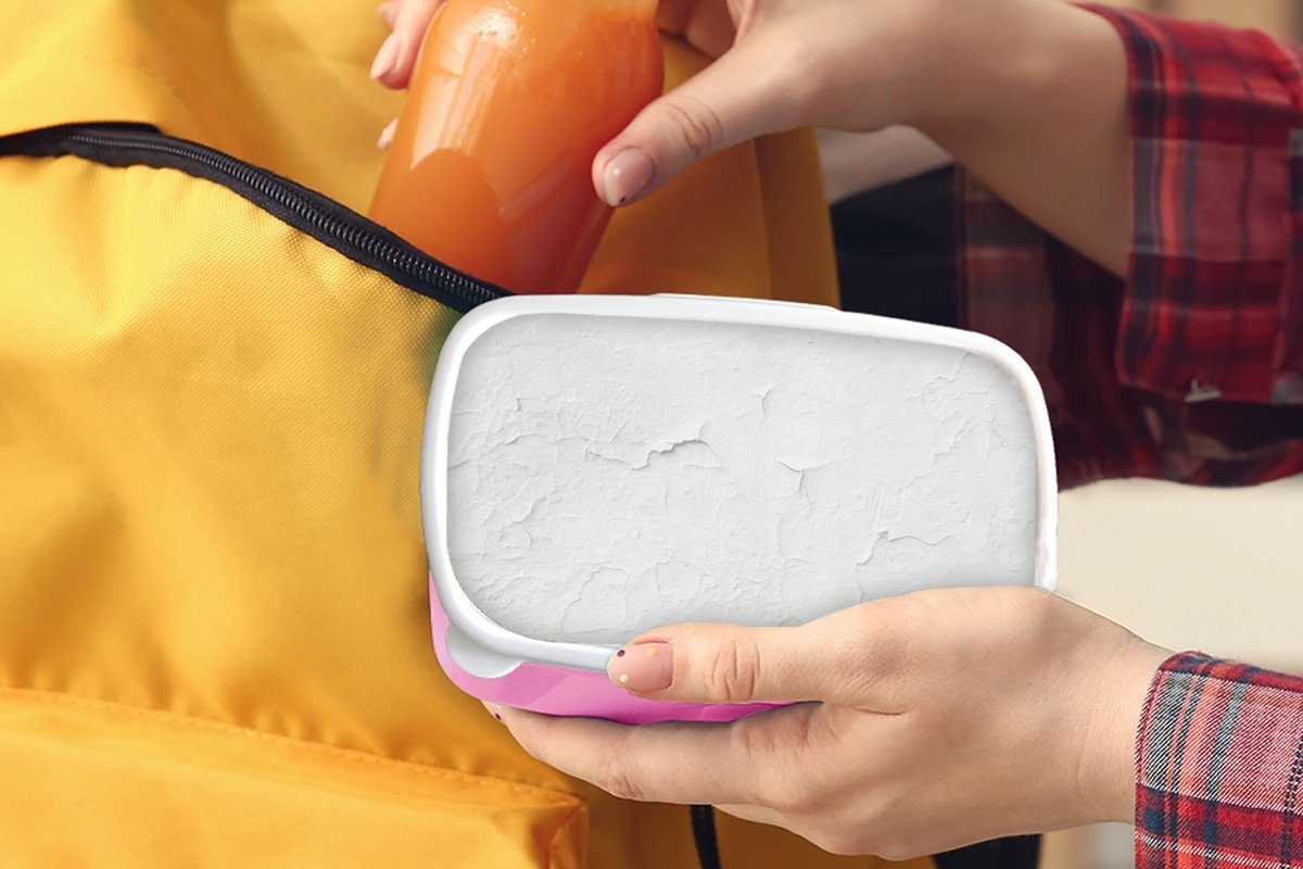 rosa Lunchbox Erwachsene, - Brotbox (2-tlg), Brotdose Mädchen, für Weiß Snackbox, Kunststoff, Spachtelmasse - MuchoWow Textur, Kinder, Kunststoff