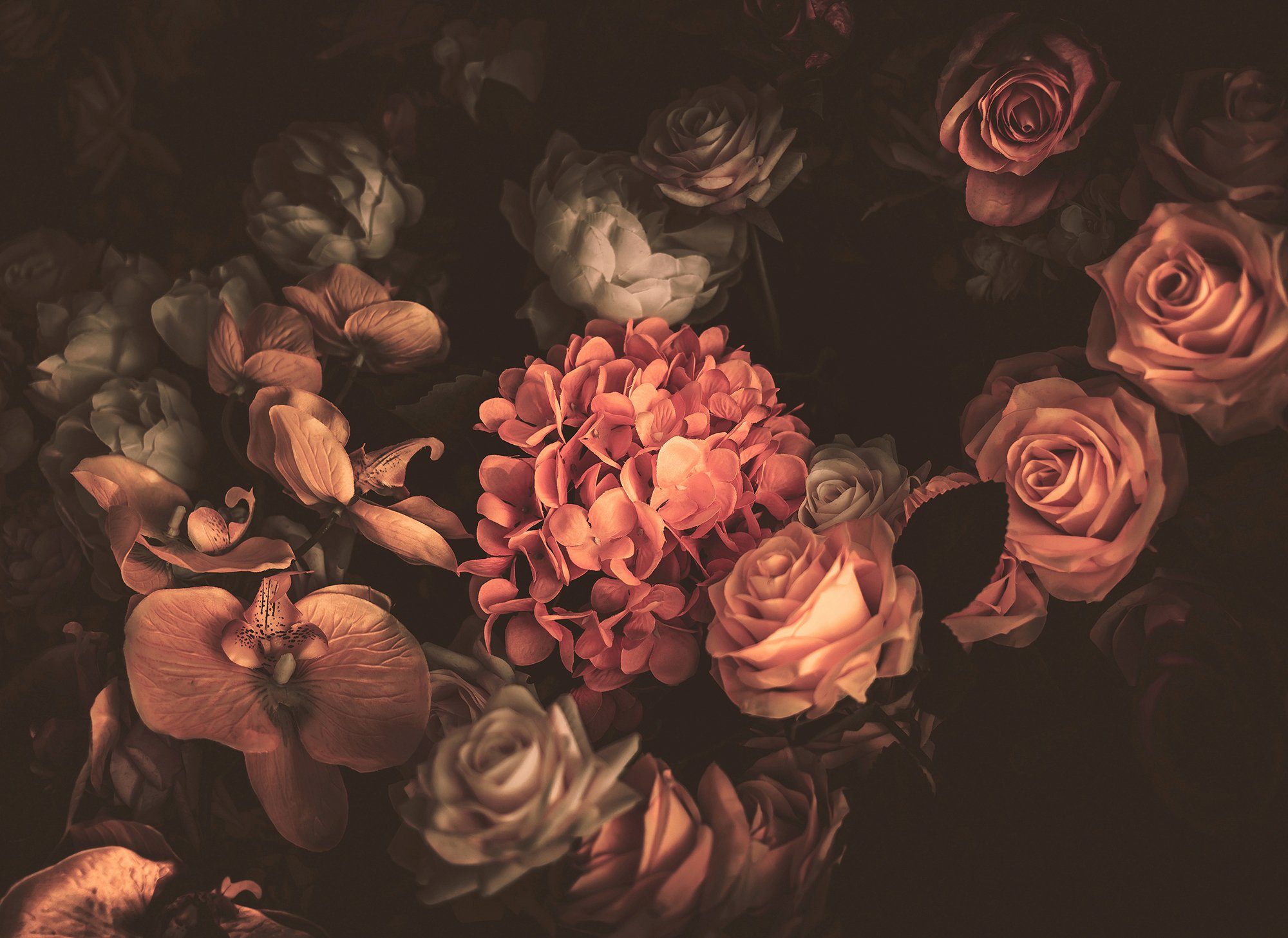living walls Fototapete Designwalls Romantic Flowers 2, glatt, (5 St), Vlies, Wand, Schräge, Decke