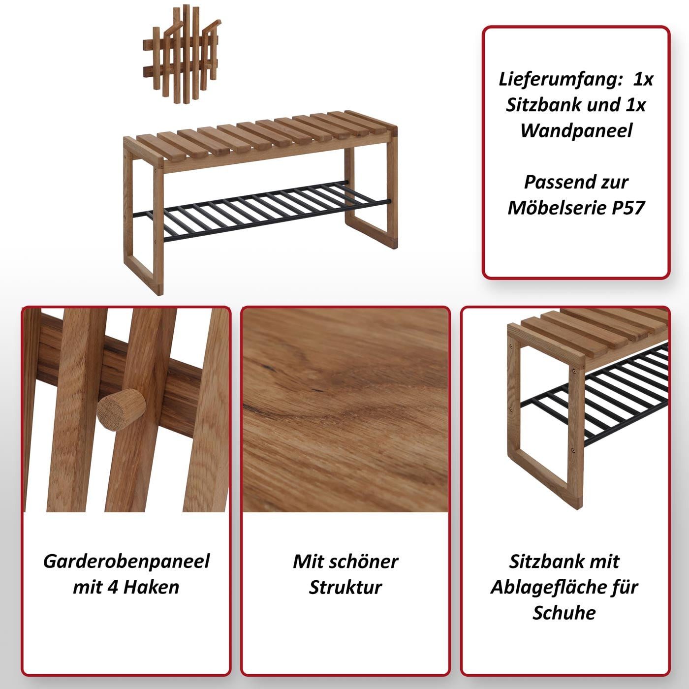 MCW Garderobe MCW-P57-GS (2er-Set), Inklusive Fußbodenschoner