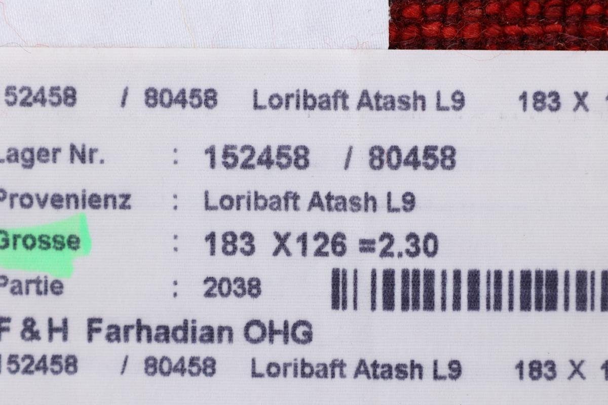 Orientteppich Perser Gabbeh Loribaft Atash Moderner, Nain Trading, 125x184 mm Handgeknüpfter rechteckig, Höhe: 12