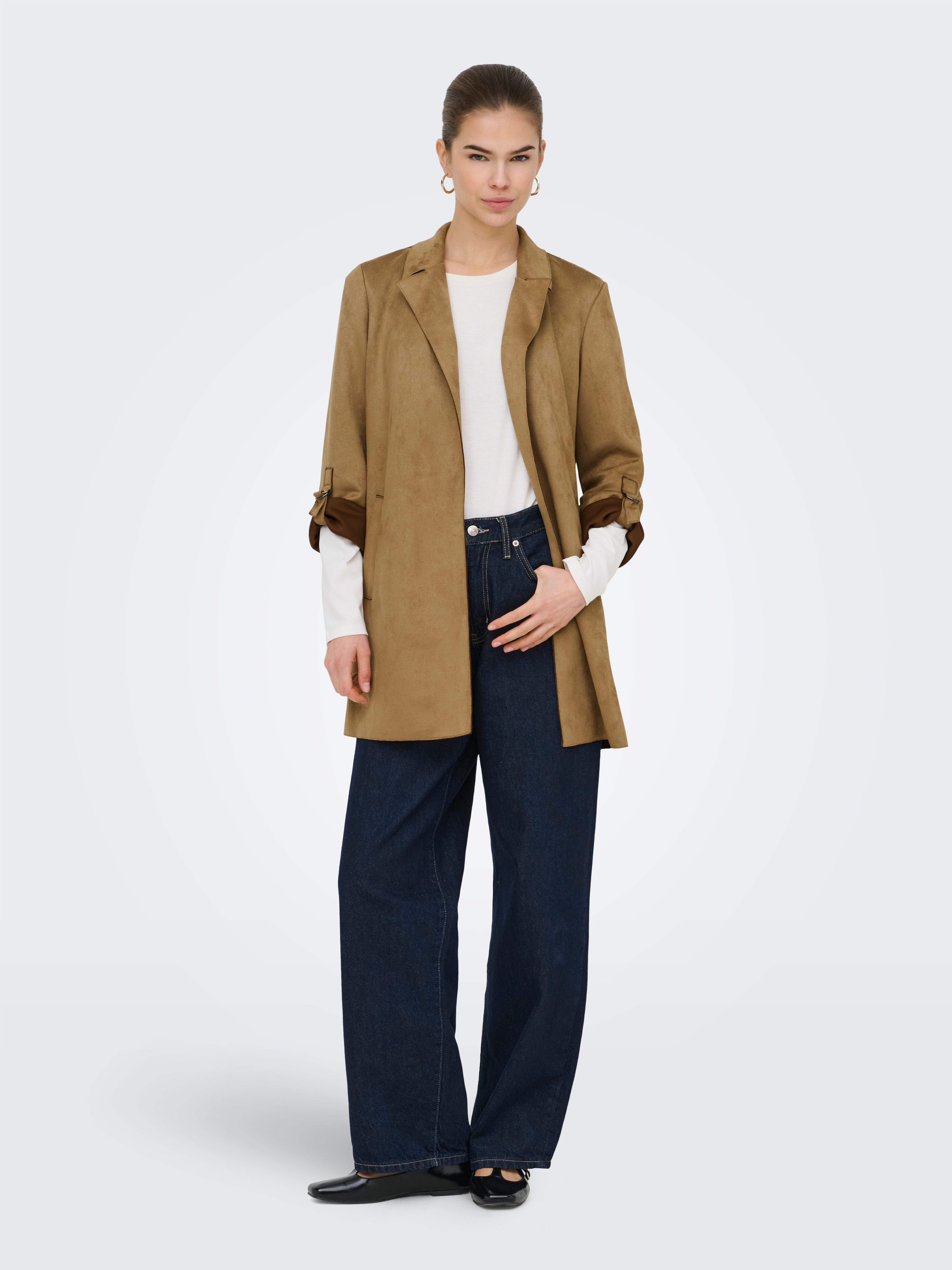 ONLY Langjacke ONLJOLINE FAUX SUEDE COAT LIFE CC OTW mit Reverskragen, weiches Wildlederimitat – Bild 4 von 5