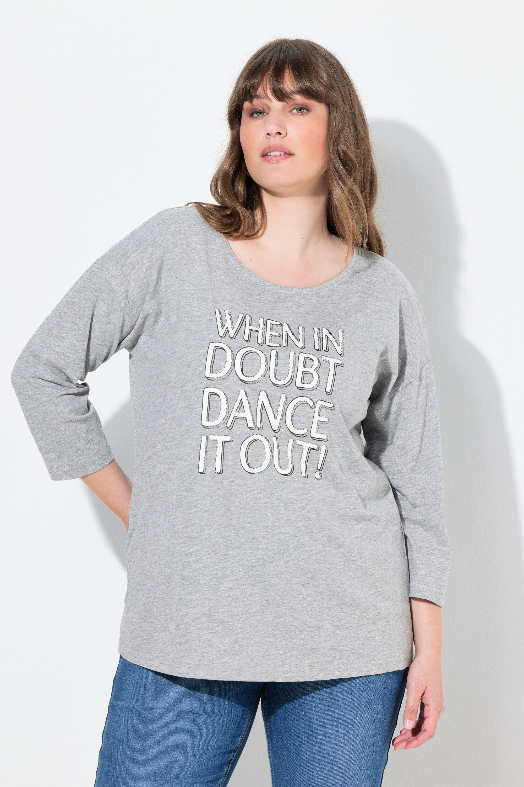 Ulla Popken T-Shirt Shirt Oversized Rundhals 3/4-Arm Biobaumwolle günstig online kaufen