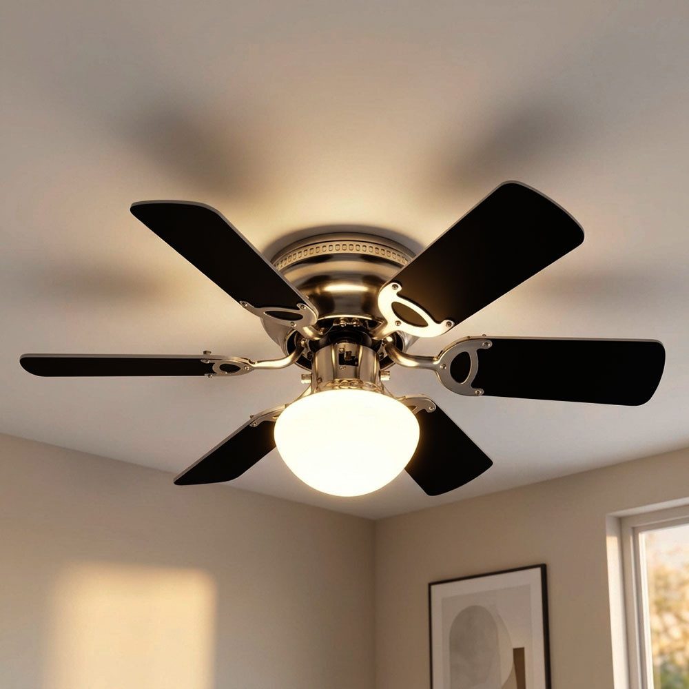GLOBO LIGHTING Deckenventilator, Decken Ventilator MDF Wohnraum Kühler Ess Zimmer Lampe Glas Leuchte