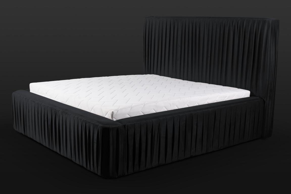 Holzmöbel elegant Schwarzes Made klassische Europa Stoff 1x Bett), Design Bett Doppelschlafzimmer (1-tlg., in JVmoebel