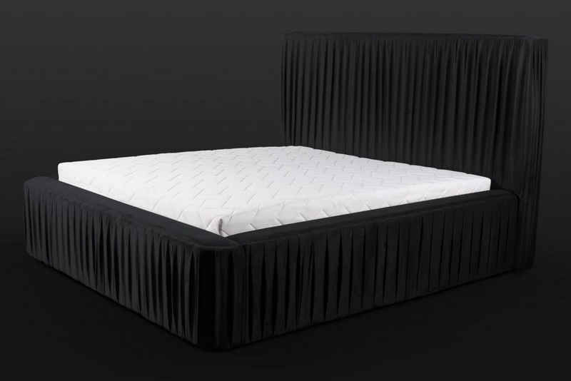 JVmoebel Bett Schwarzes Doppelschlafzimmer Holzmöbel Design elegant Stoff klassische (1-tlg., 1x Bett), Made in Europa