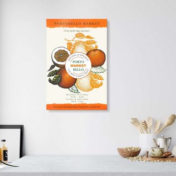 Posterlounge Acrylglasbild Exhibition Posters, Portobello Market London - Organic Oranges, Küche
