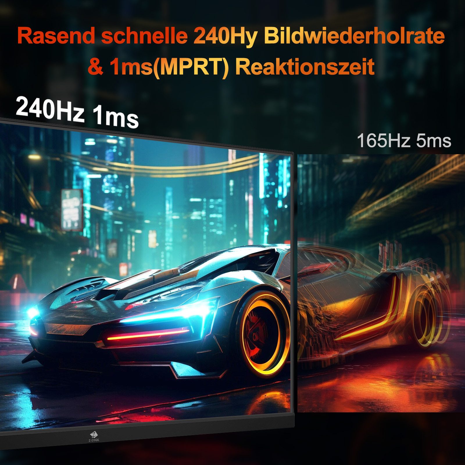 Z-EDGE 25 Zoll Monitor, 240 Hz, 1 ms MPRT, Full HD VA‑Panel Gaming-Monitor (63,5 cm/25 ", 1920 × 1080 px, Full HD, 1 ms Reaktionszeit, 240 Hz, VA‑Panel, Rahmenloser Bildschirm mit FreeSync, Augenschutz & VESA‑Kompatibilität)