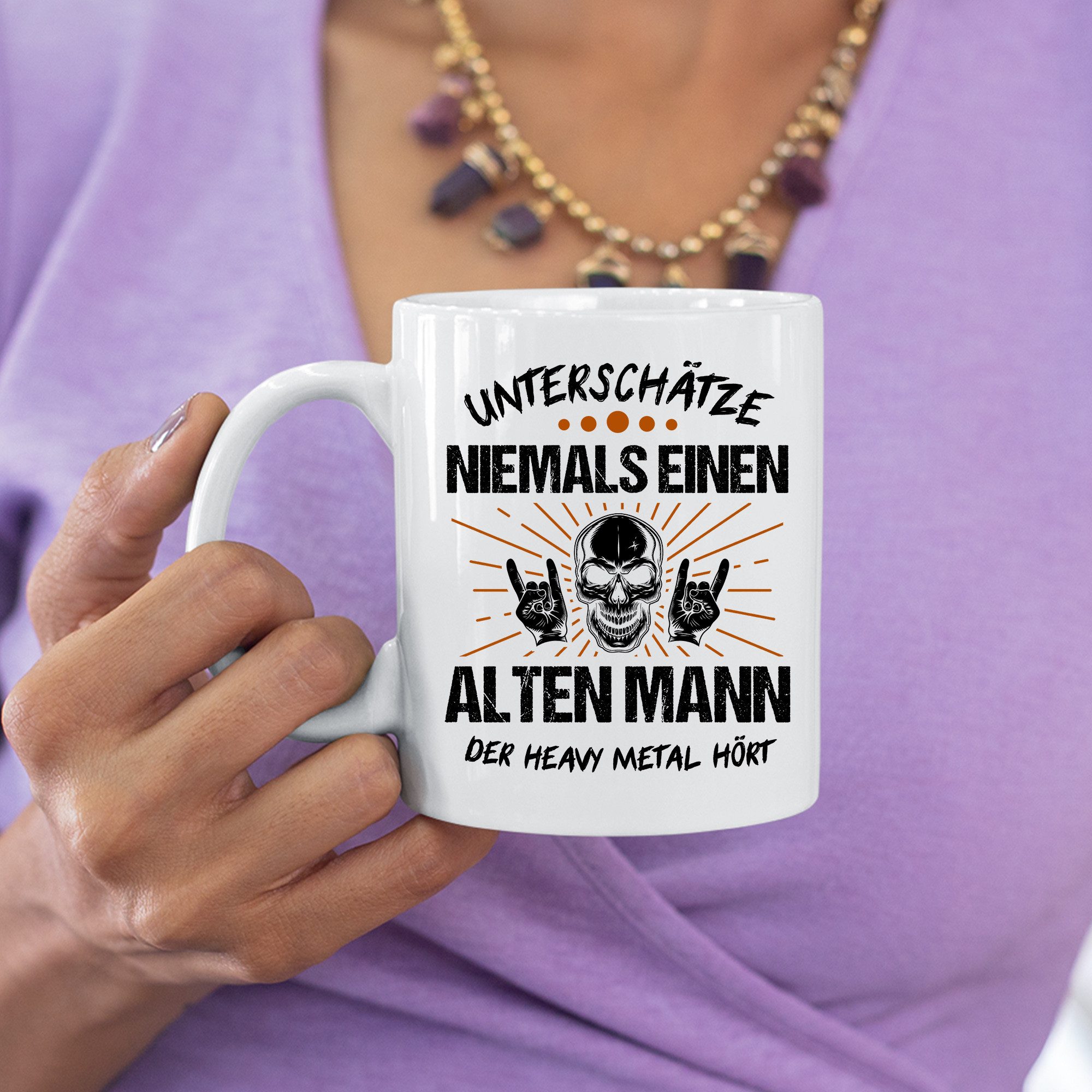 Printmacher Tasse Heavy Metal Tasse, Alter Mann Heavy Metal hören Tasse, Keramik – Bild 4 von 4