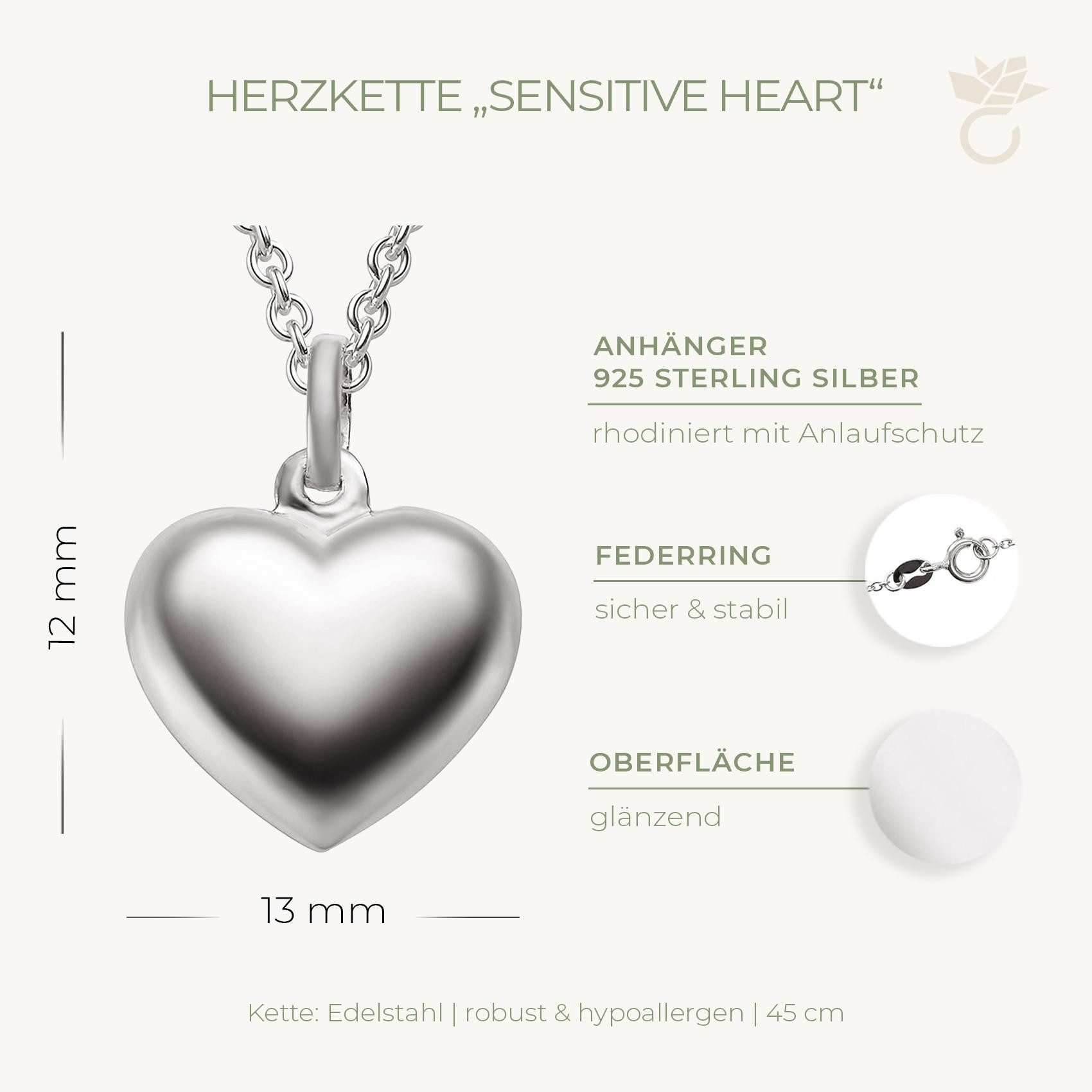 Amoonic Herzkette Halskette Damen Silber 925 Frauen Kette mit Herzanhänger Echt Silber (inkl. Schmucketui), Echte Herz Silberkette Gold Rosegold vergoldet Gesch – Bild 3 von 5