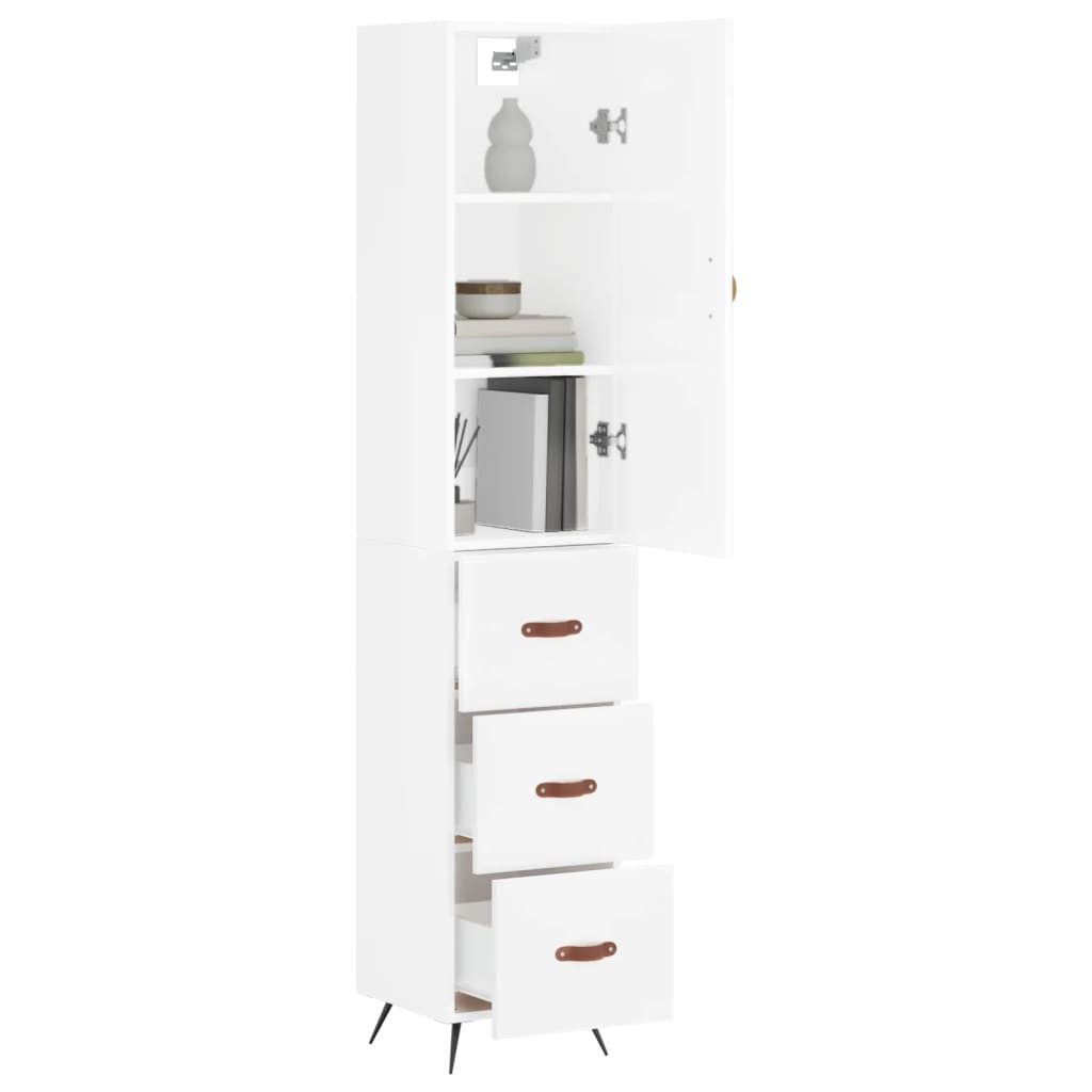 vidaXL Highboard Highboard Hochglanz-Weiß 34,5x34x180 cm Holzwerkstoff (1 St)