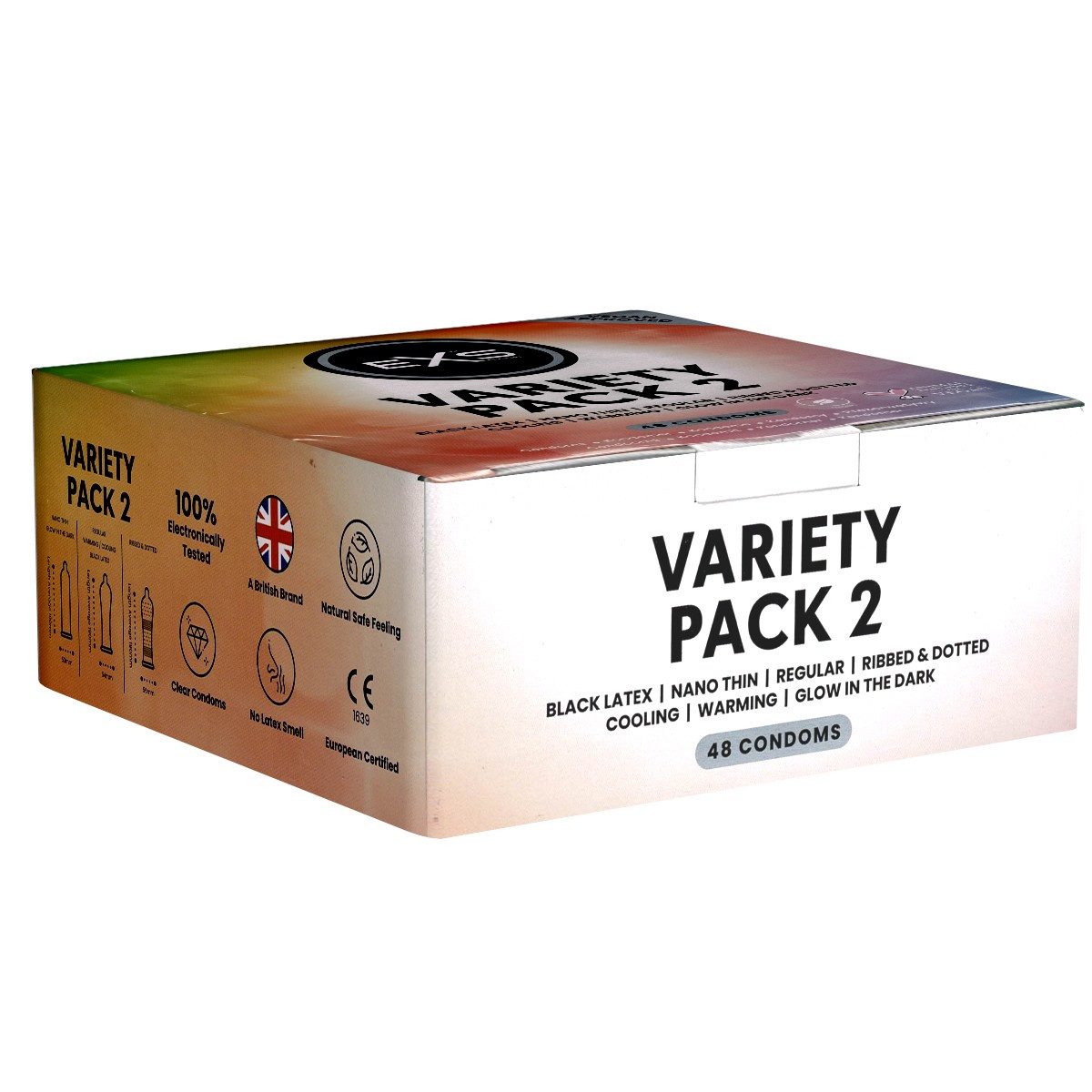 EXS Kondome Variety Pack 2 - gemischte Kondome Packung mit, 48 St., Kondome im Sortiment, sieben verschiedene Sorten zum Probieren und Genießen