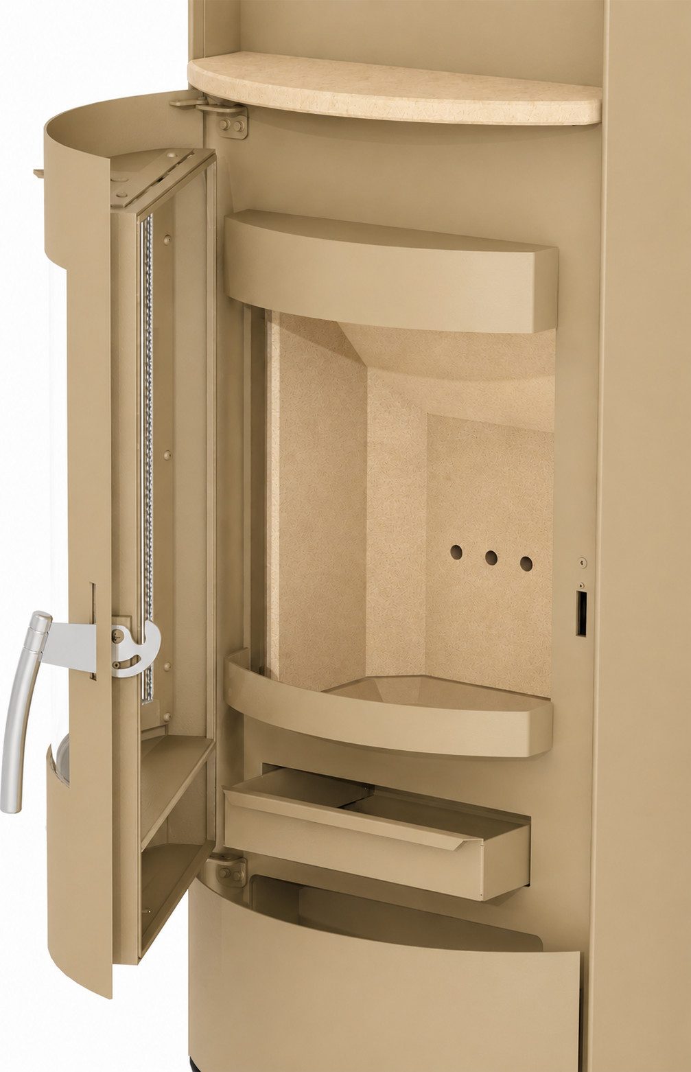 Hanseatic Kaminofen PIACENZA Stahl beige, Lieferung bis ins Wohnzimmer, 6,7 kW, Zeitbrand, NEU und Exklusiv