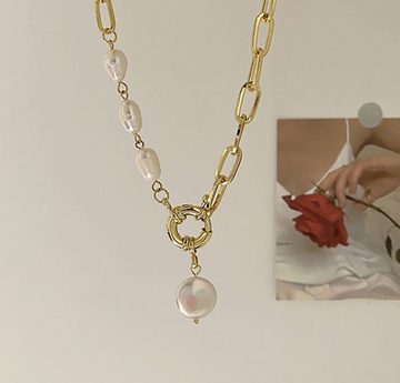 Fivejoy Charm-Kette Anhänger-Halskette, Damen-Luxus-Blumen-Anhänger-Halskette (1-tlg), Drehbares fünfblättriges Blumendesign, Halskette aus Edelstahl