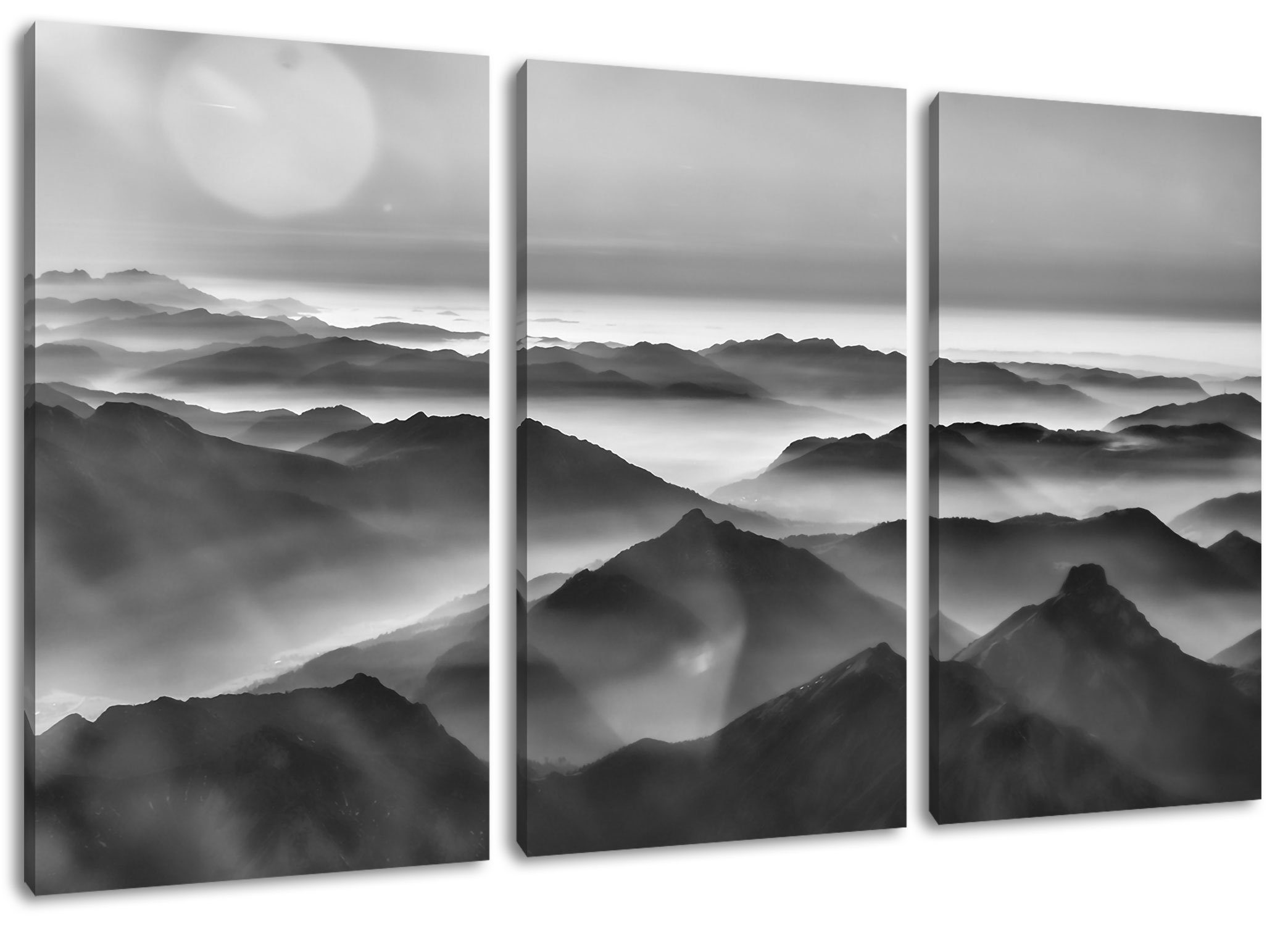 Pixxprint Leinwandbild Wunderschöne Alpenberge, Wunderschöne Alpenberge 3Teiler (120x80cm) (1 St), Leinwandbild fertig bespannt, inkl. Zackenaufhänger