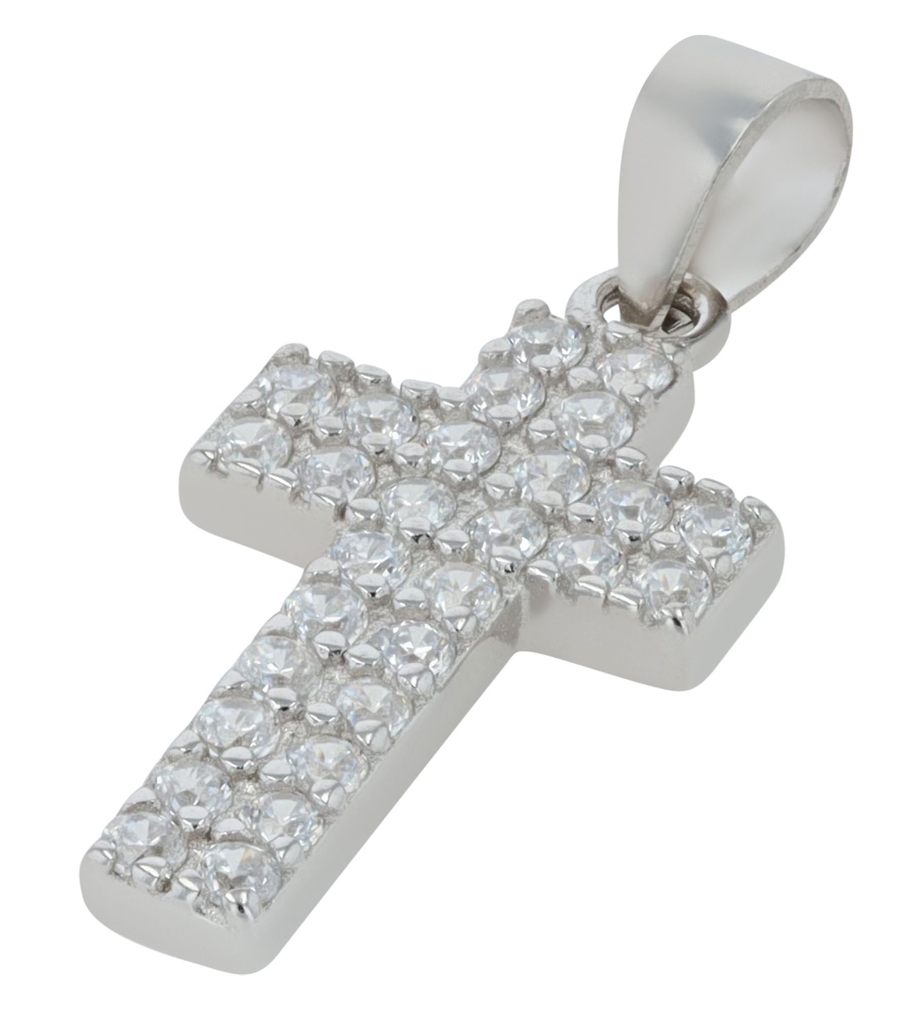 Kettenanhänger Anhänger – Kreuz Kreuzanhänger aus 925 Silber mit Zirkonia