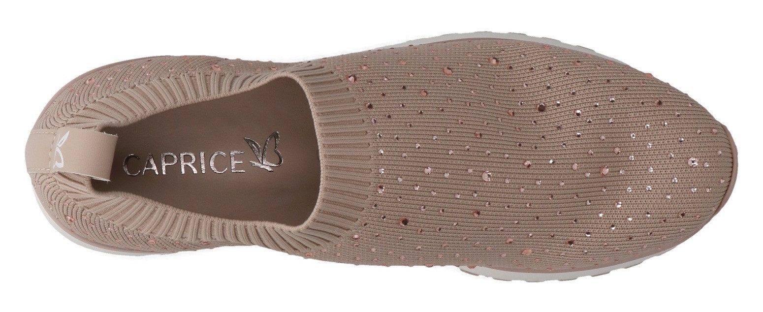 Caprice Slip-On Sneaker, Slipper, Freizeitschuh, Halbschuh mit funkelnden Strass-Steinen
